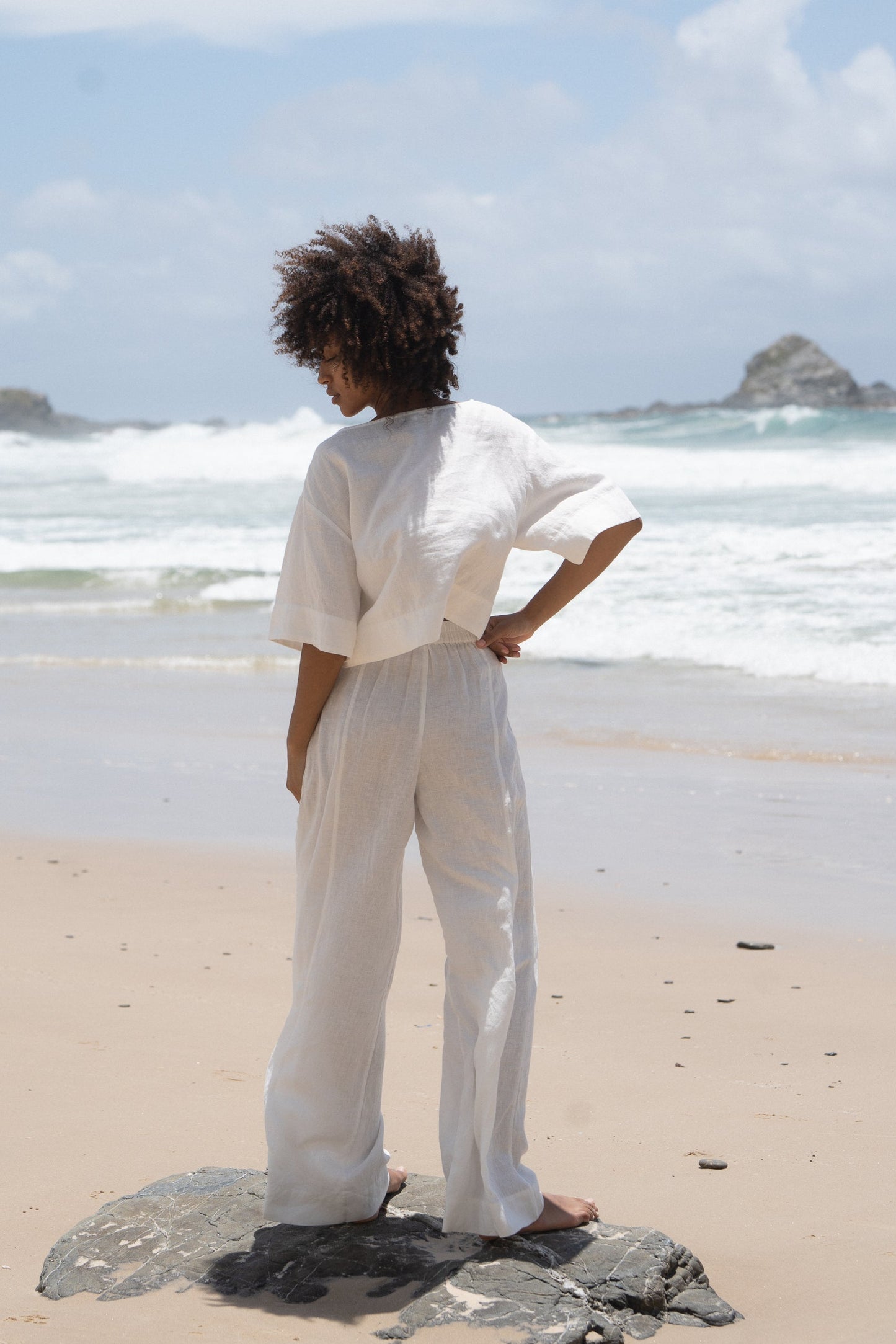 LILLY PILLY Maya ivory linen top