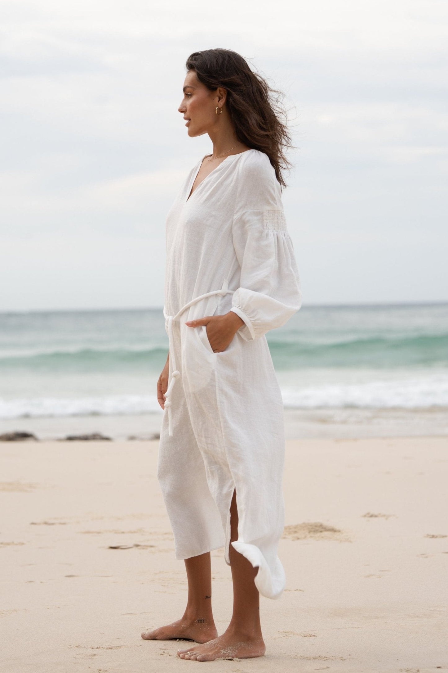 LILLY PILLY Skylar linen dress in ivory