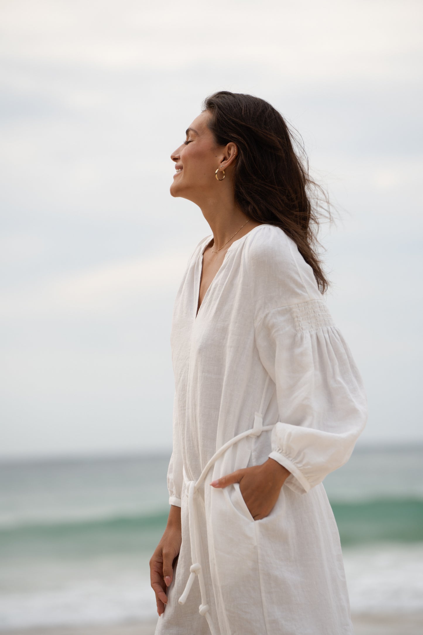 LILLY PILLY Skylar linen dress in ivory