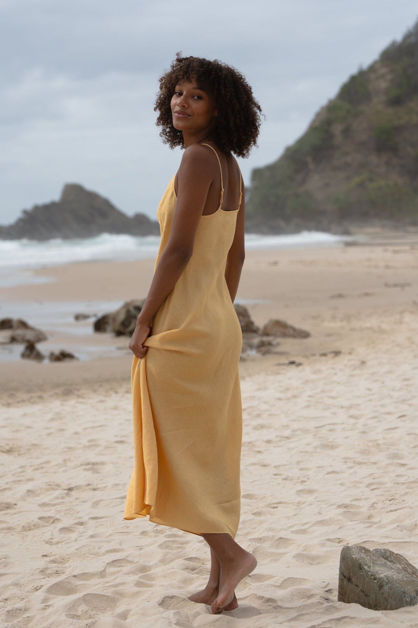 LILLY PILLY Allegria linen dress in Butter
