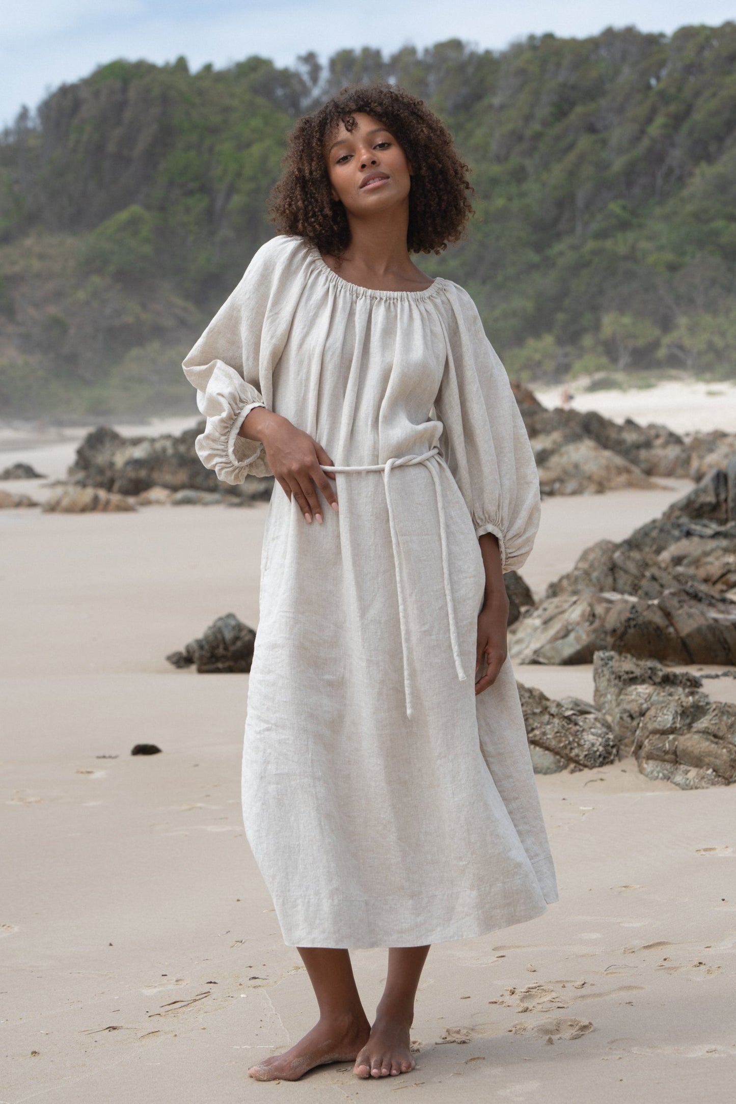 LILLY PILLY Lucia linen dress in Oatmeal