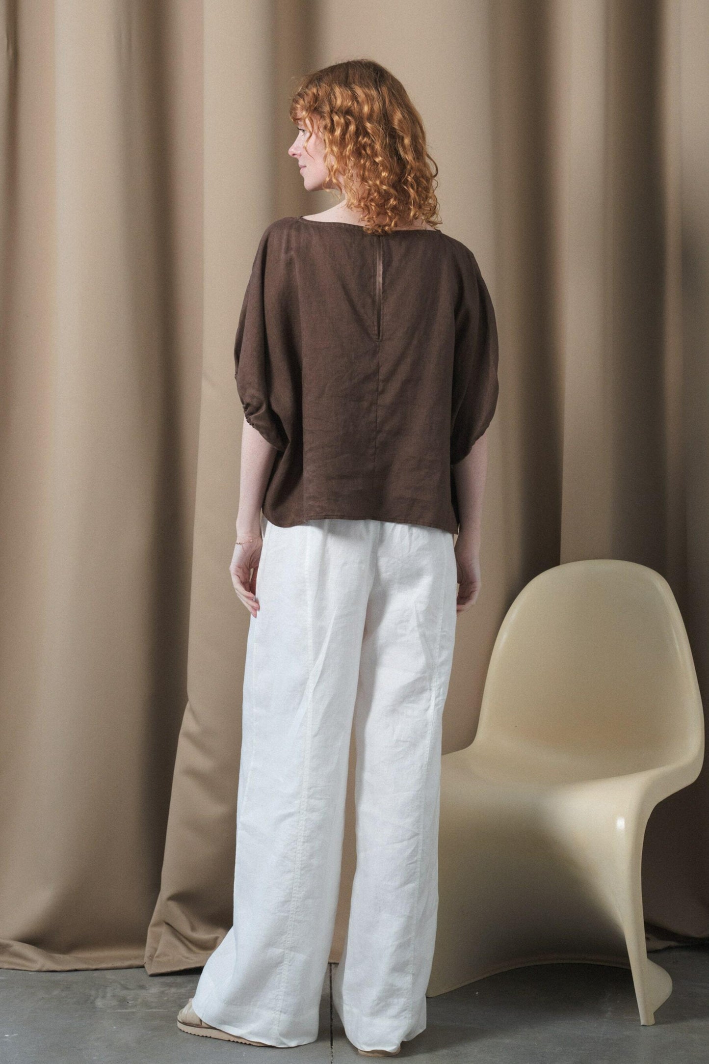 LILLY PILLY Tina linen top in Chocolate brown