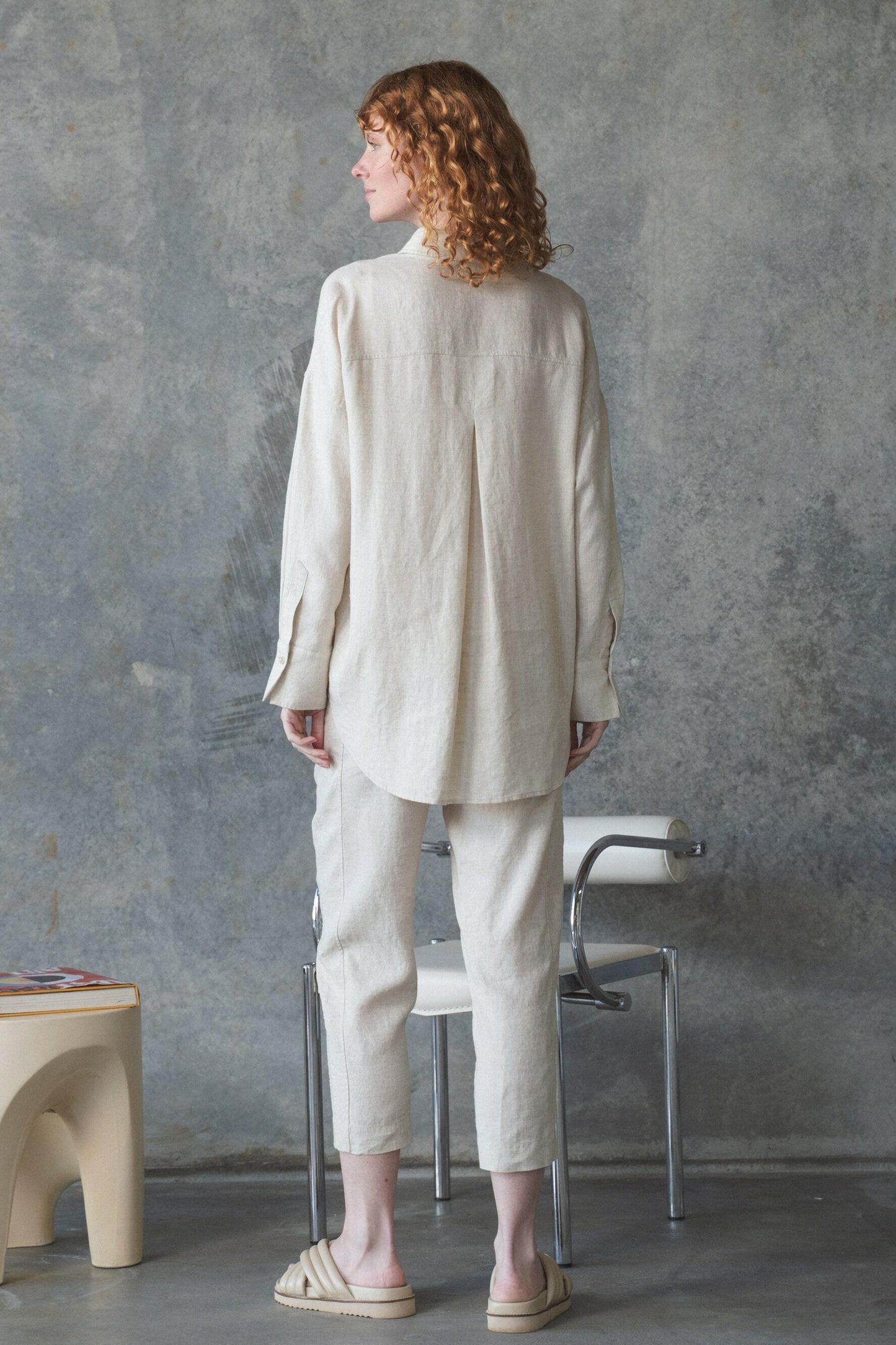 Lilly Pilly Collection Kirra shirt made from 100% Organic linen in Oatmeal