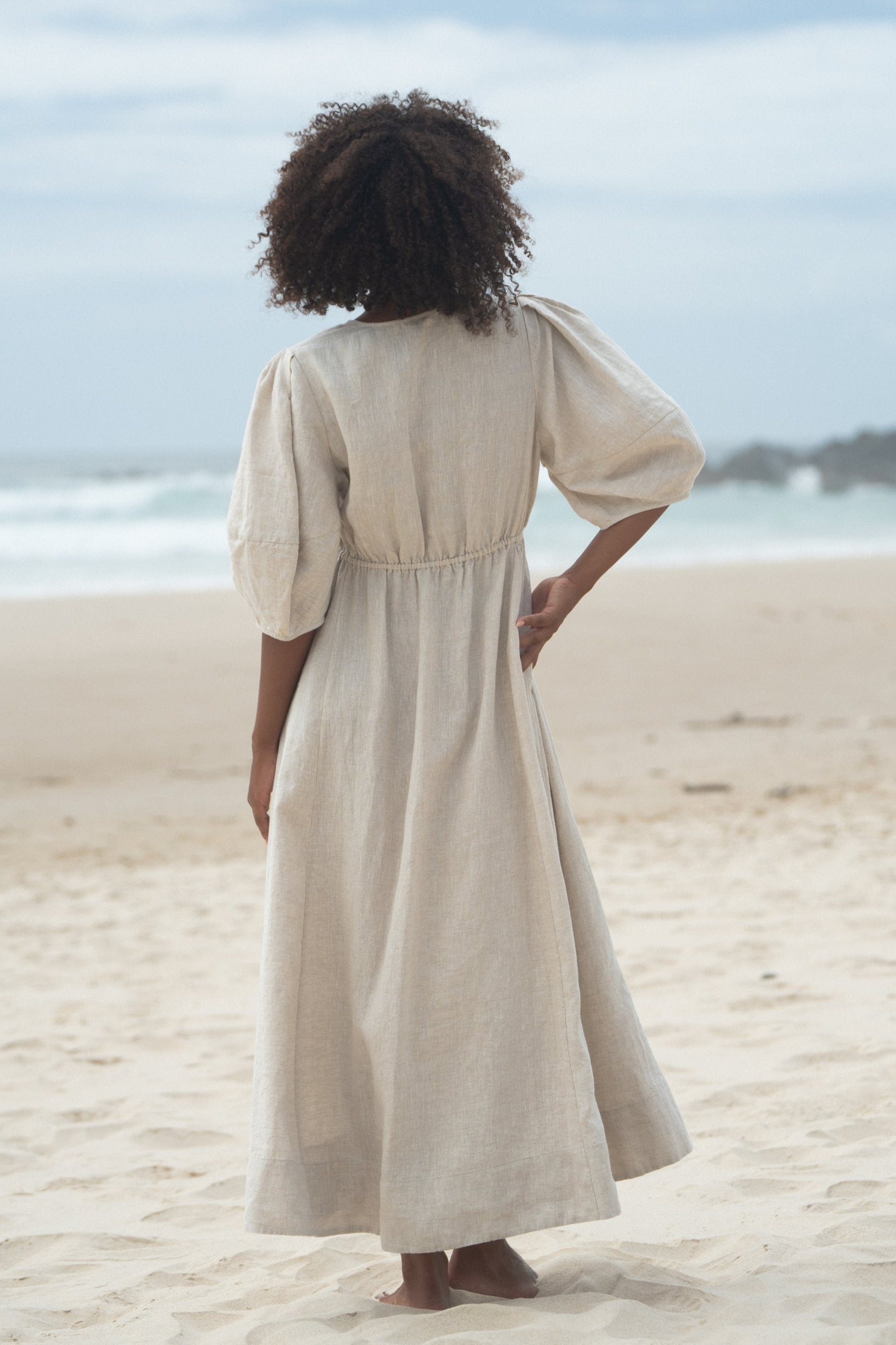 LILLY PILLY Vida linen dress in Oatmeal