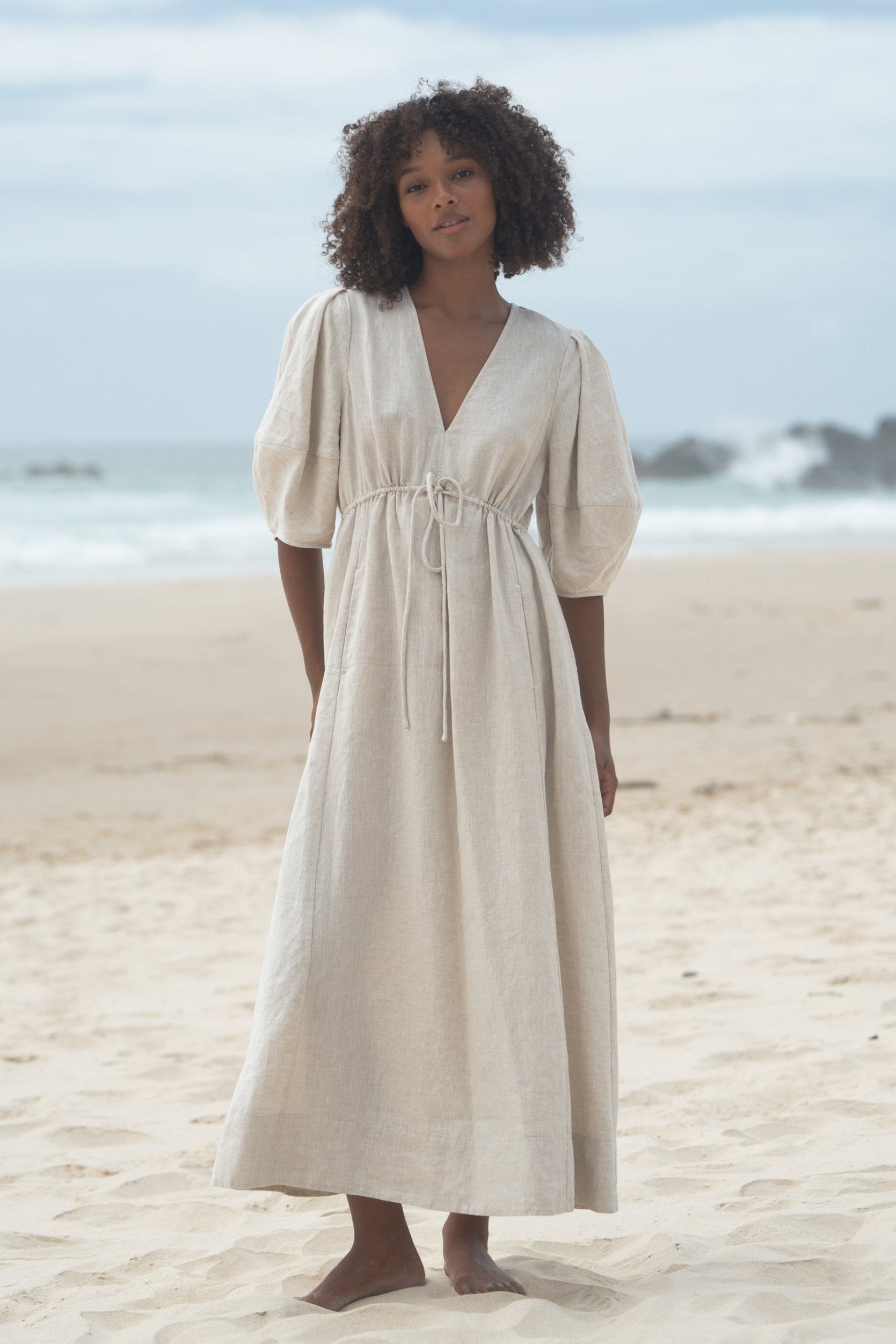 LILLY PILLY Vida linen dress in Oatmeal