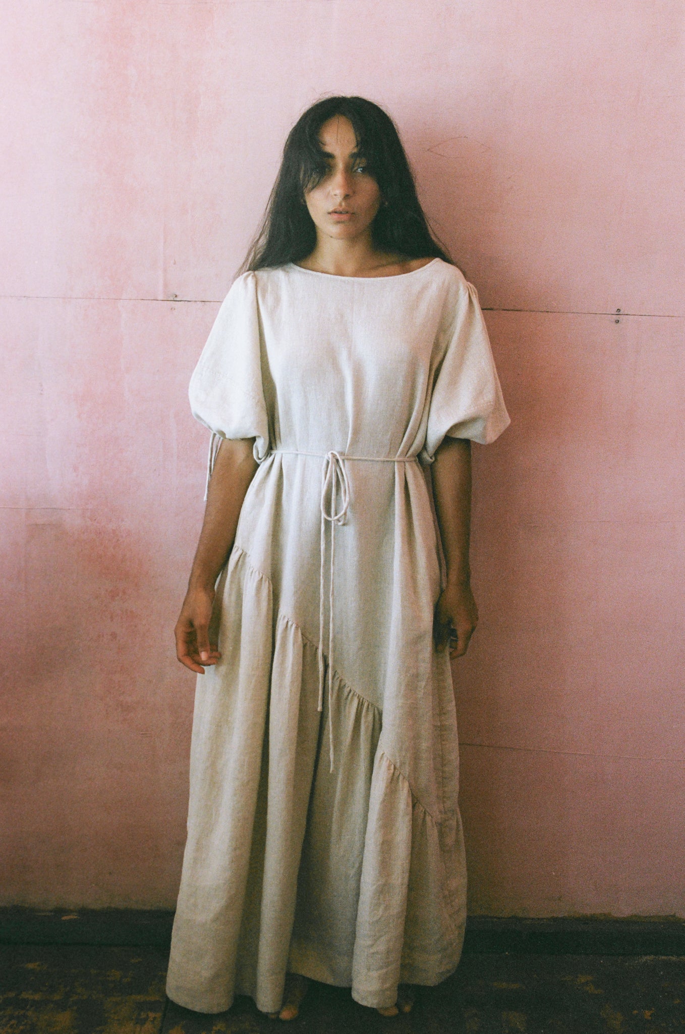 CHARLOTTE OATMEAL LINEN DRESS