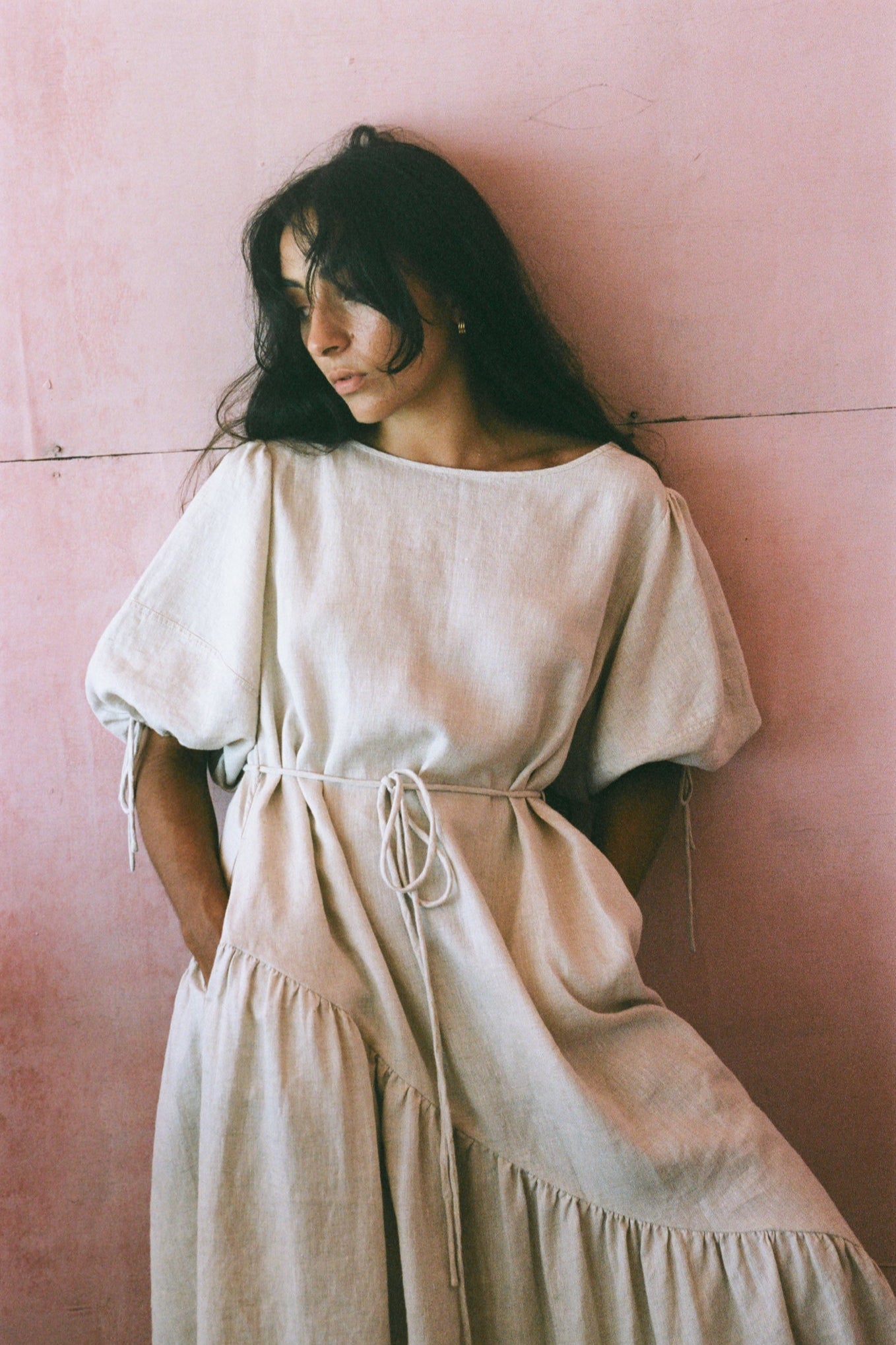 CHARLOTTE OATMEAL LINEN DRESS