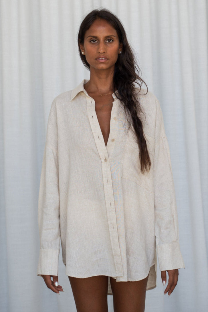 KIRRA OATMEAL LINEN SHIRT