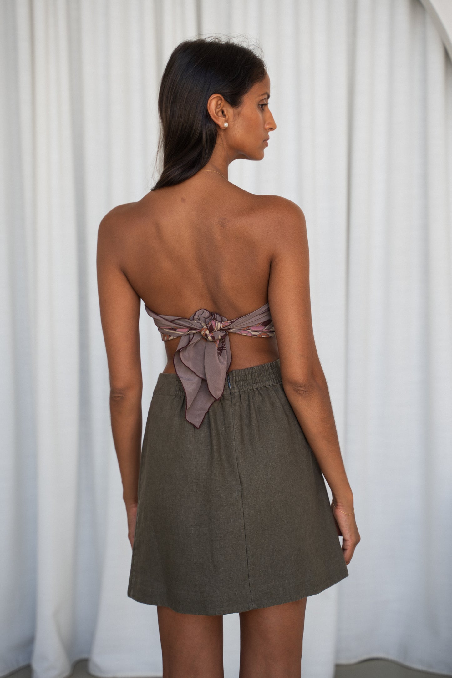BETTY KHAKI LINEN SKIRT