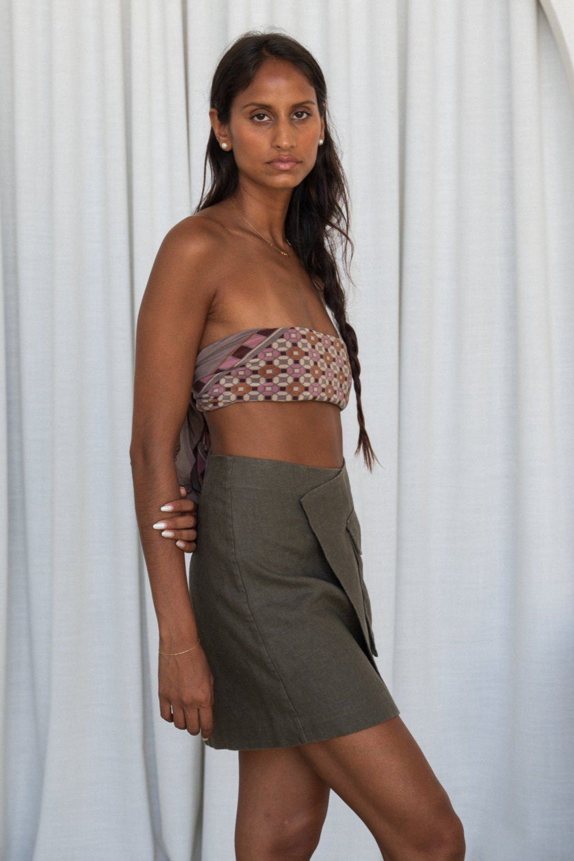 BETTY KHAKI LINEN SKIRT