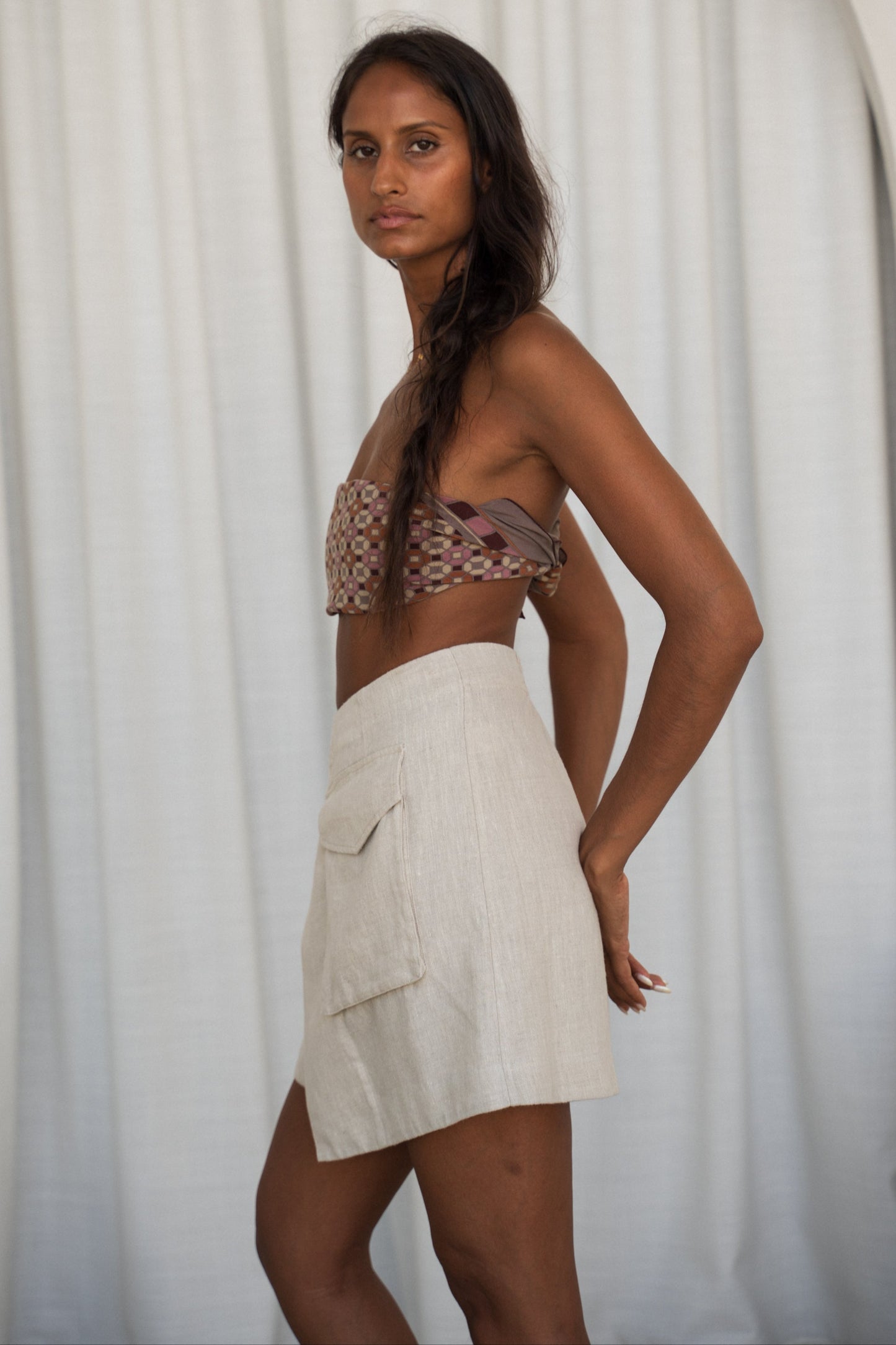BETTY OATMEAL LINEN SKIRT