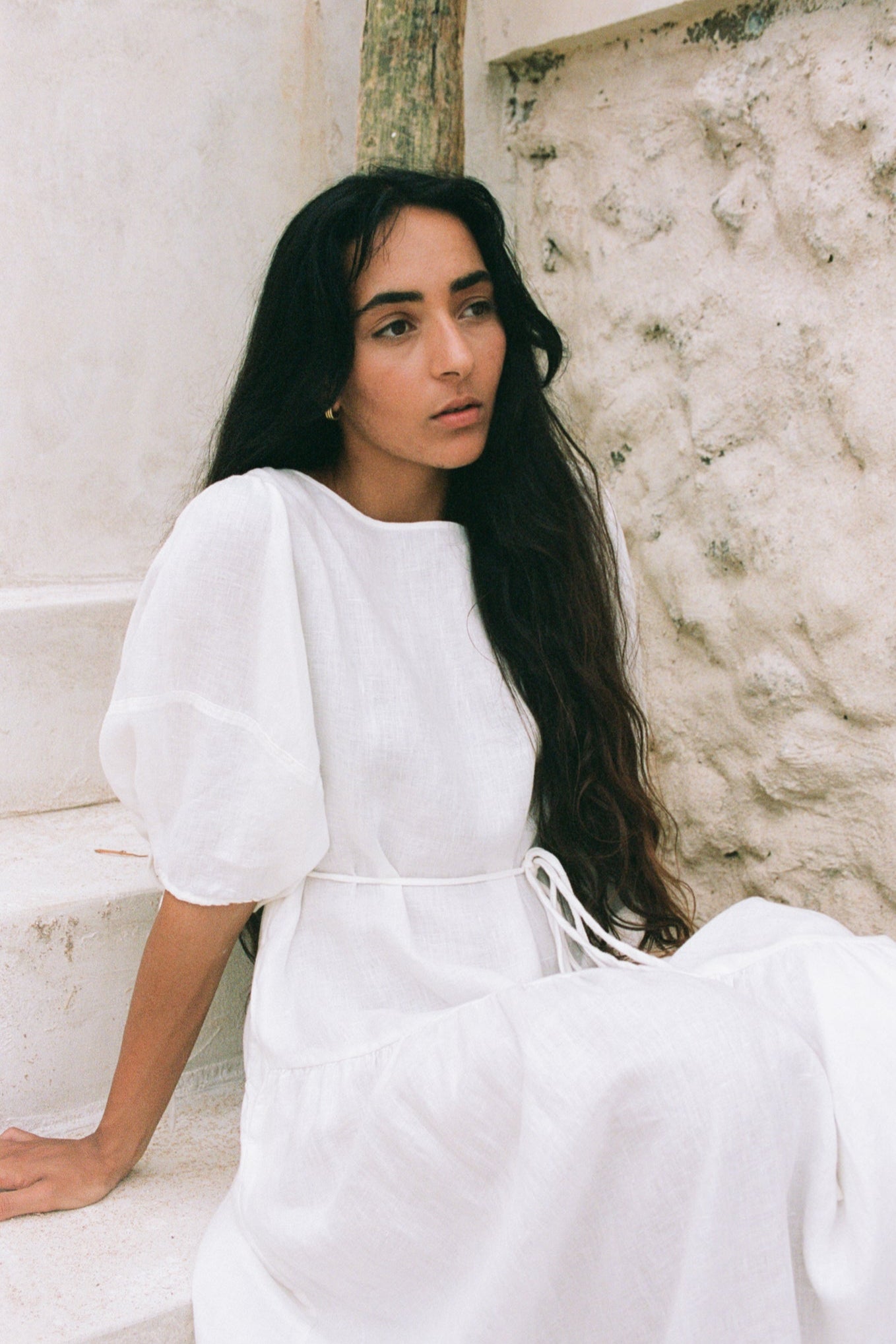 CHARLOTTE IVORY LINEN DRESS