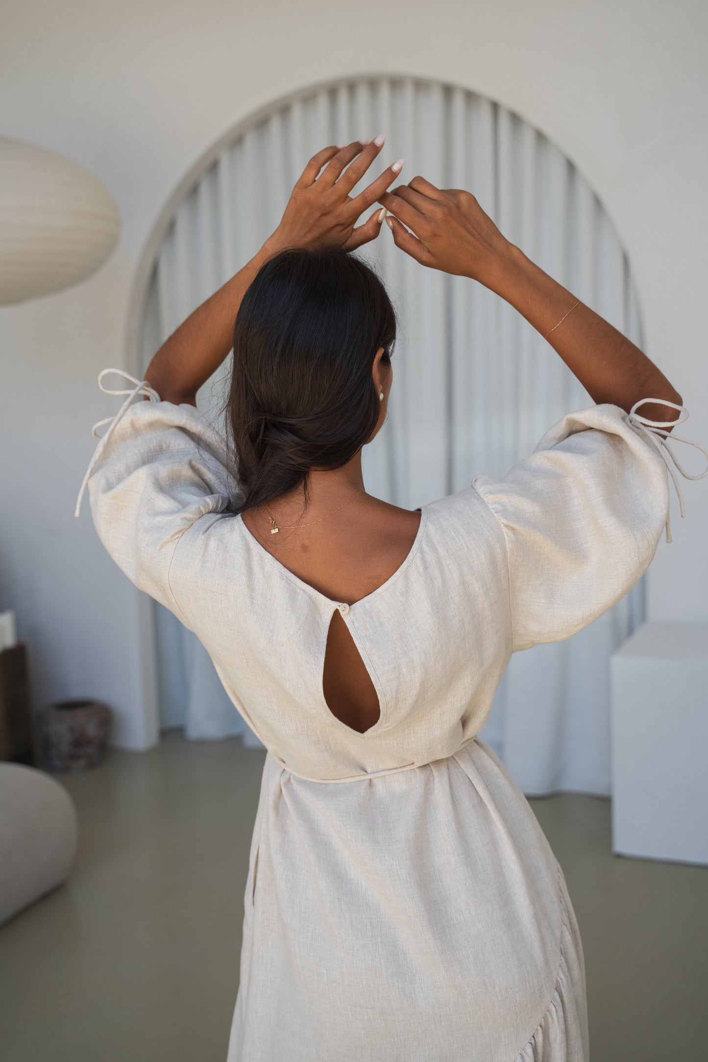CHARLOTTE OATMEAL LINEN DRESS