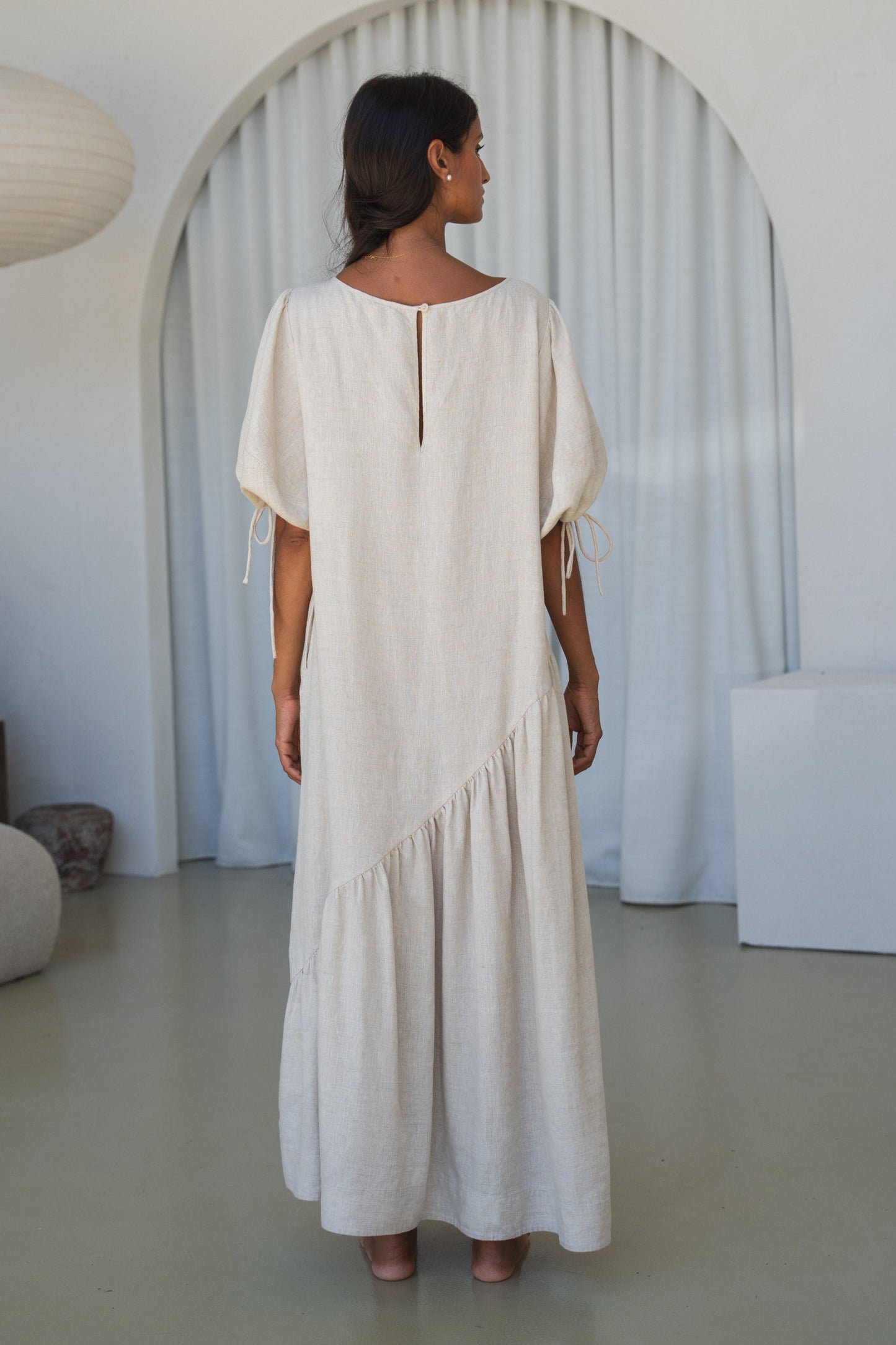 CHARLOTTE OATMEAL LINEN DRESS