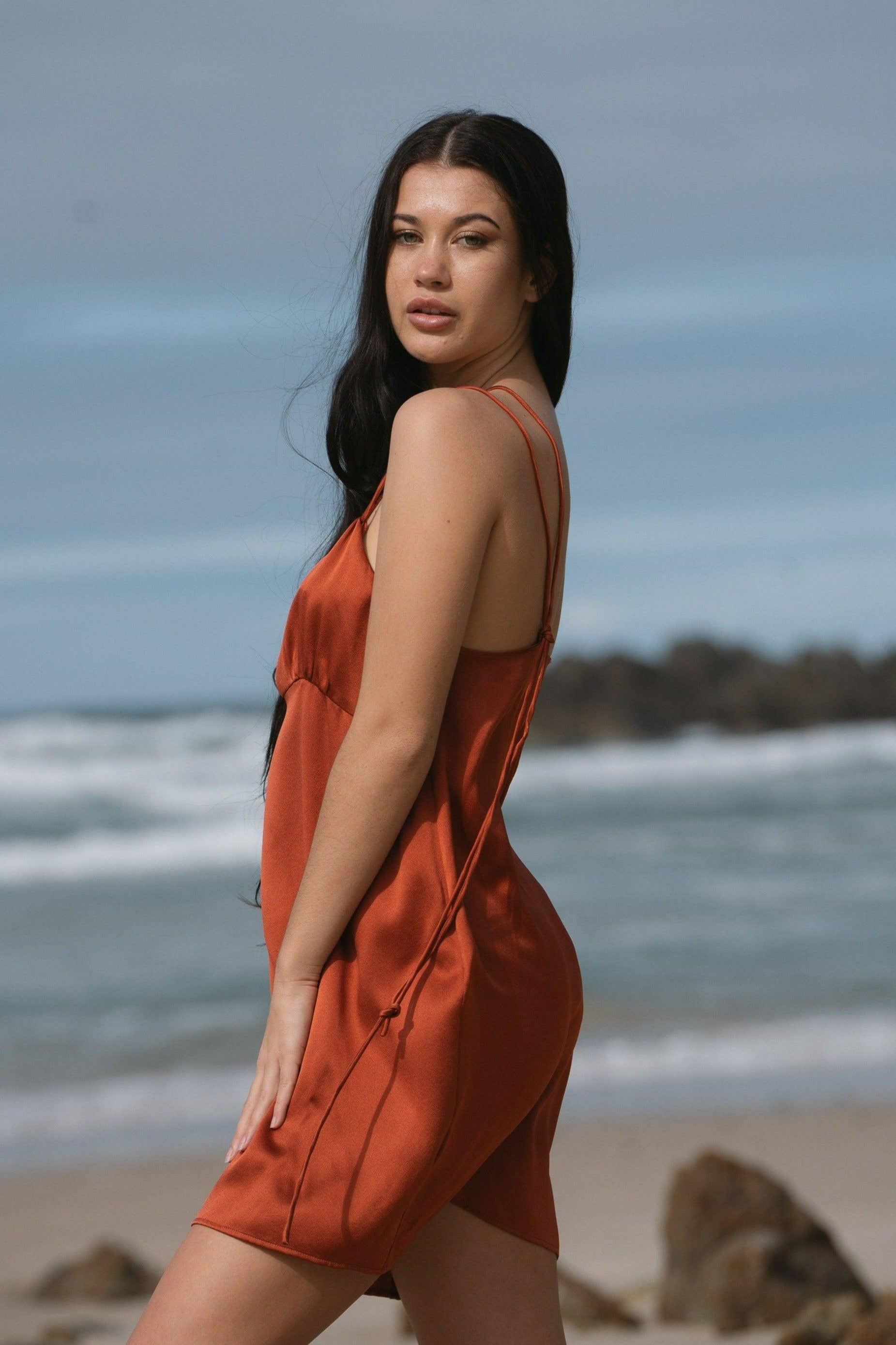 Lilly Pilly Collection bluesign® certified silk Ella slip in Rust