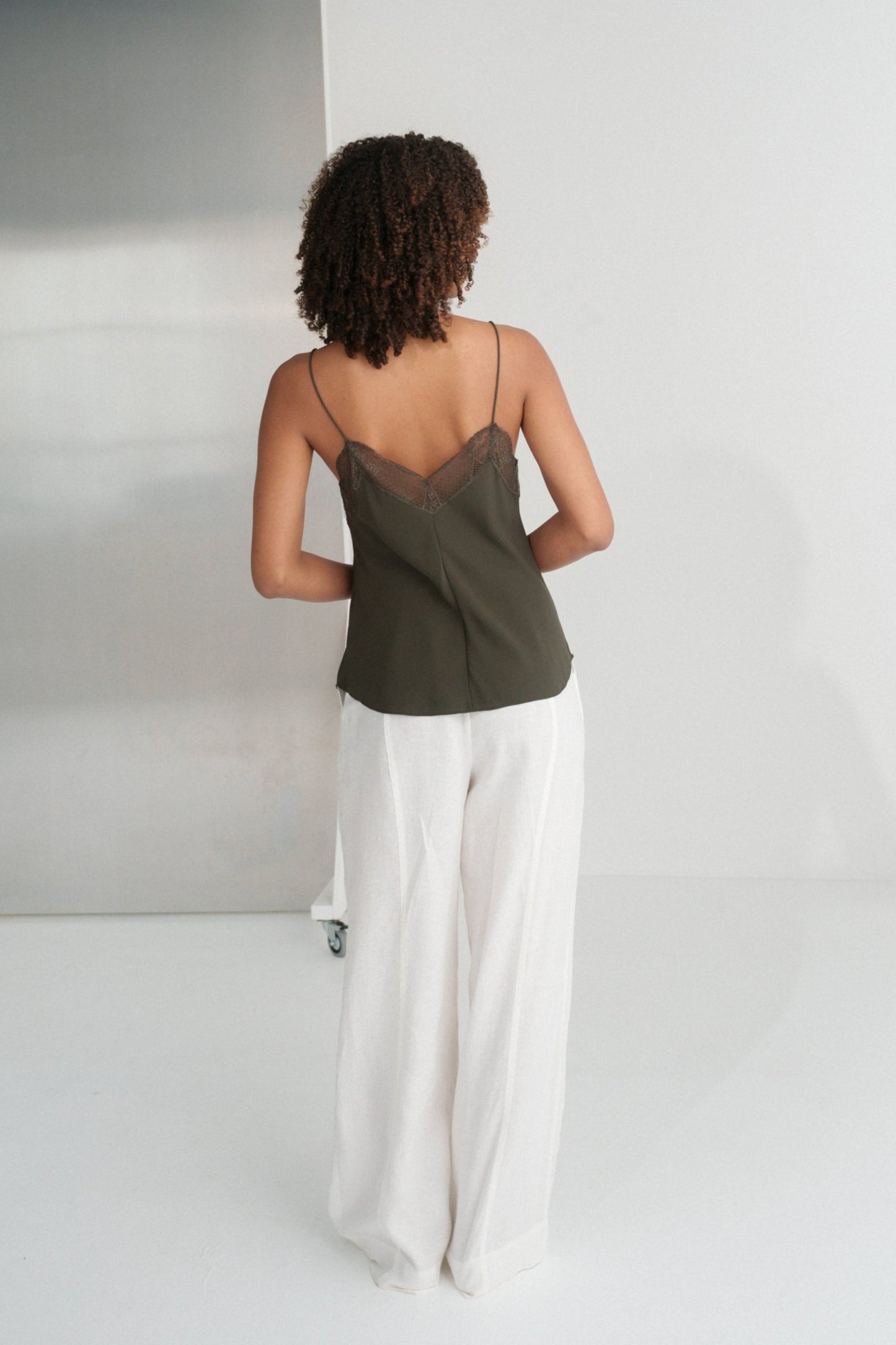 FRANKIE KHAKI SILK CAMI