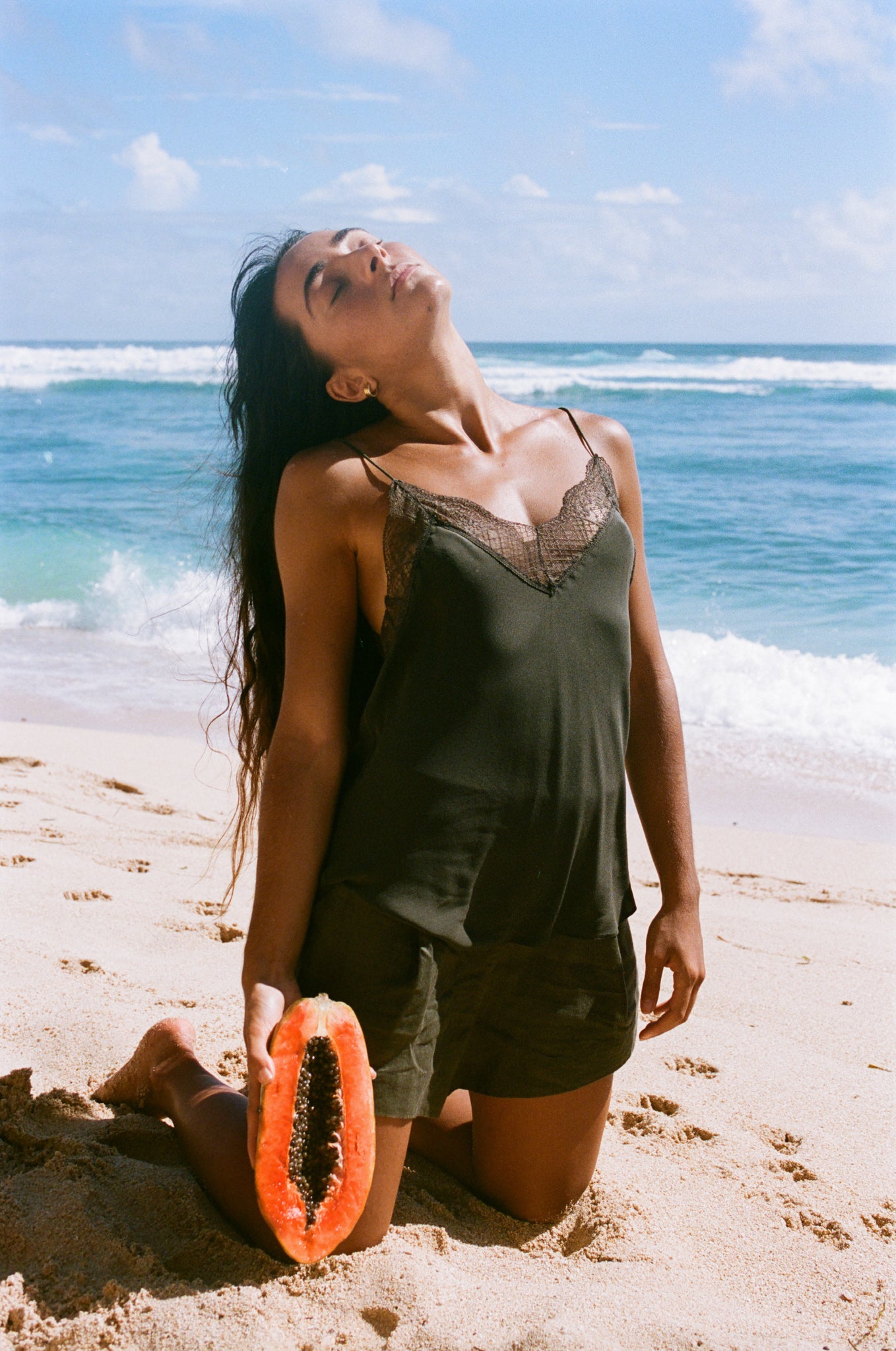FRANKIE KHAKI SILK CAMI