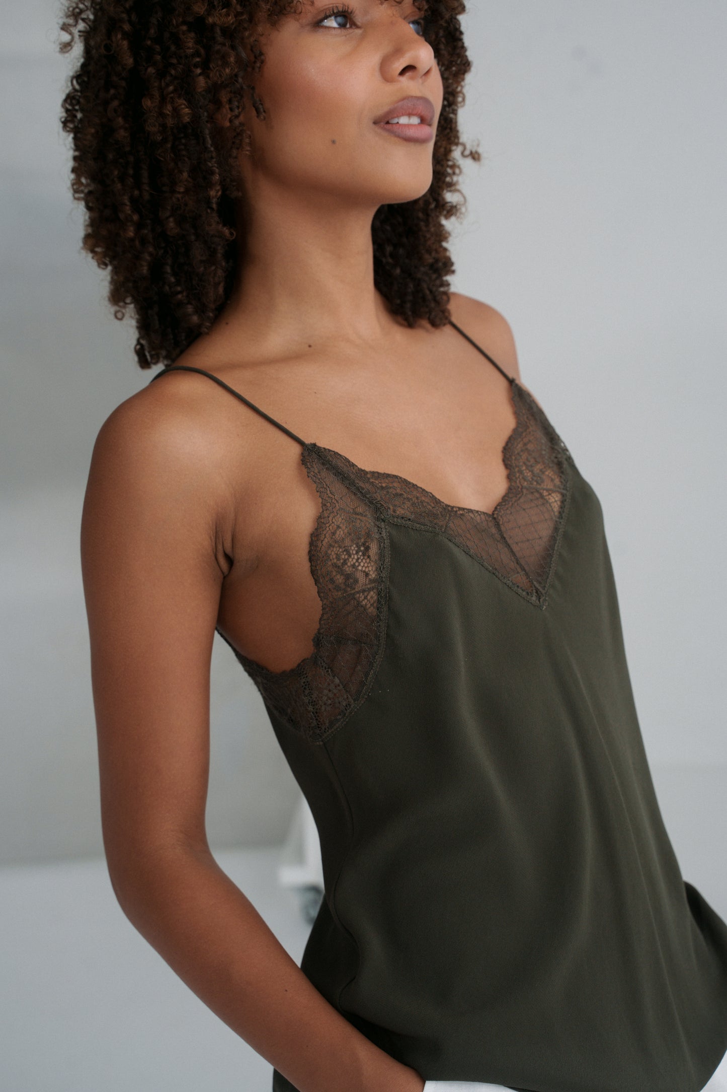 FRANKIE KHAKI SILK CAMI