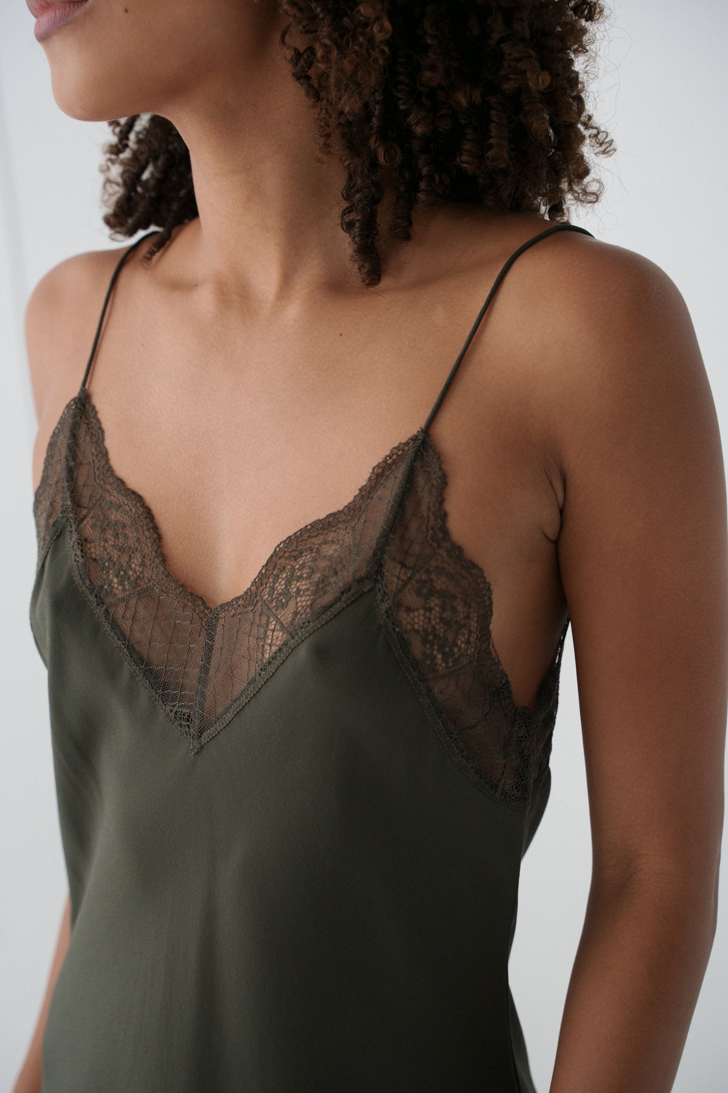 FREYA KHAKI SILK SLIP