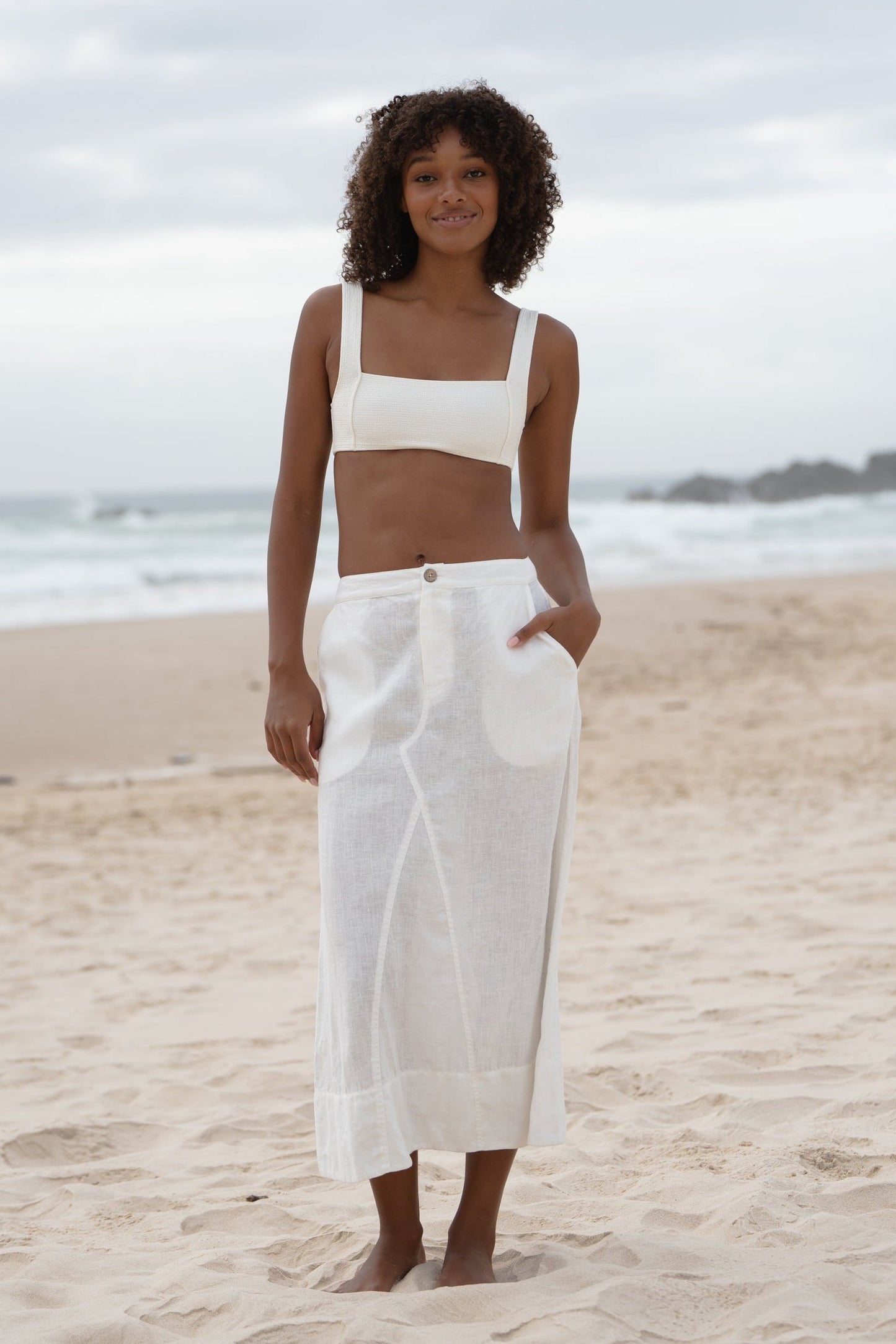 LILLY PILLY Gia linen skirt in Ivory