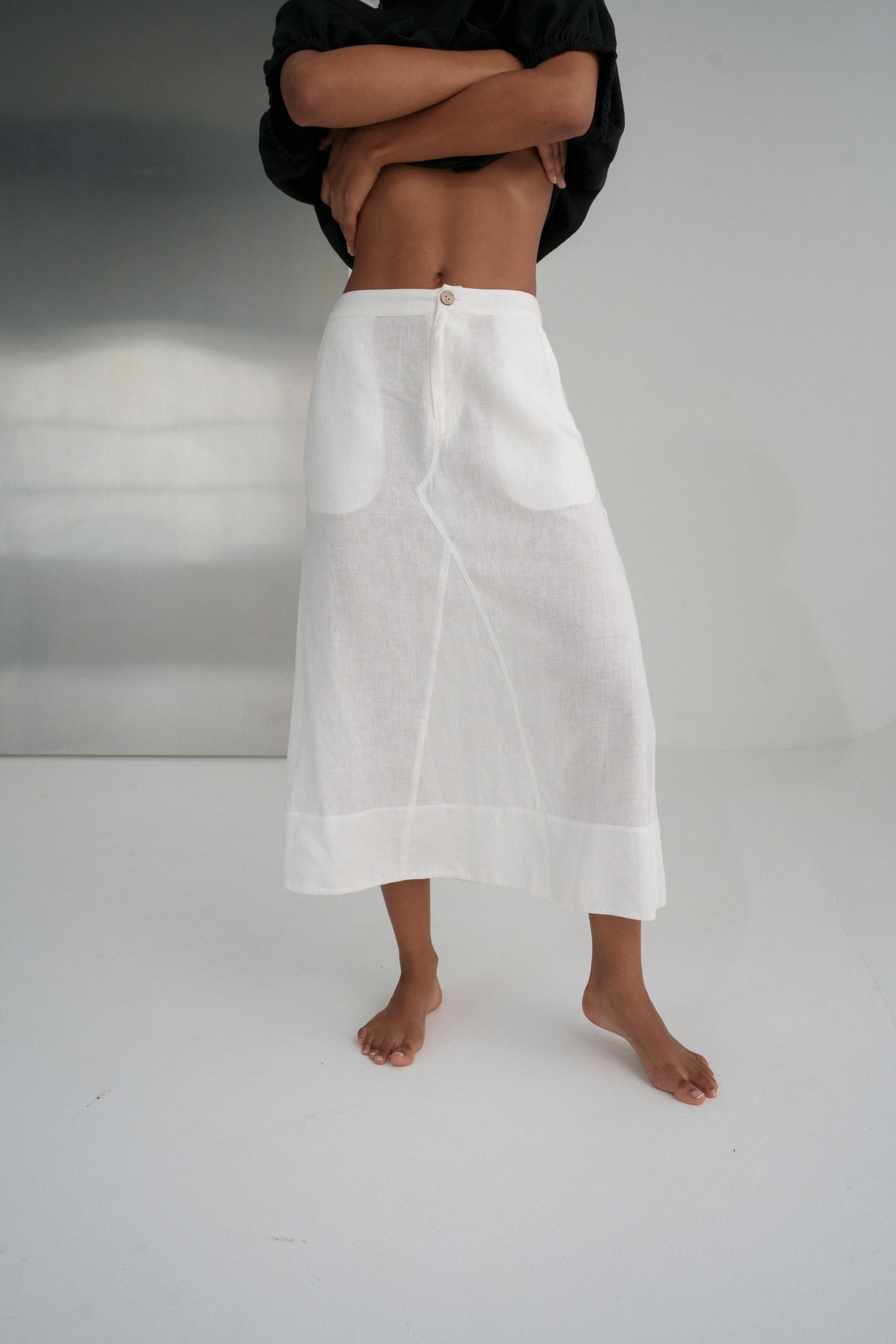 GIA IVORY LINEN SKIRT