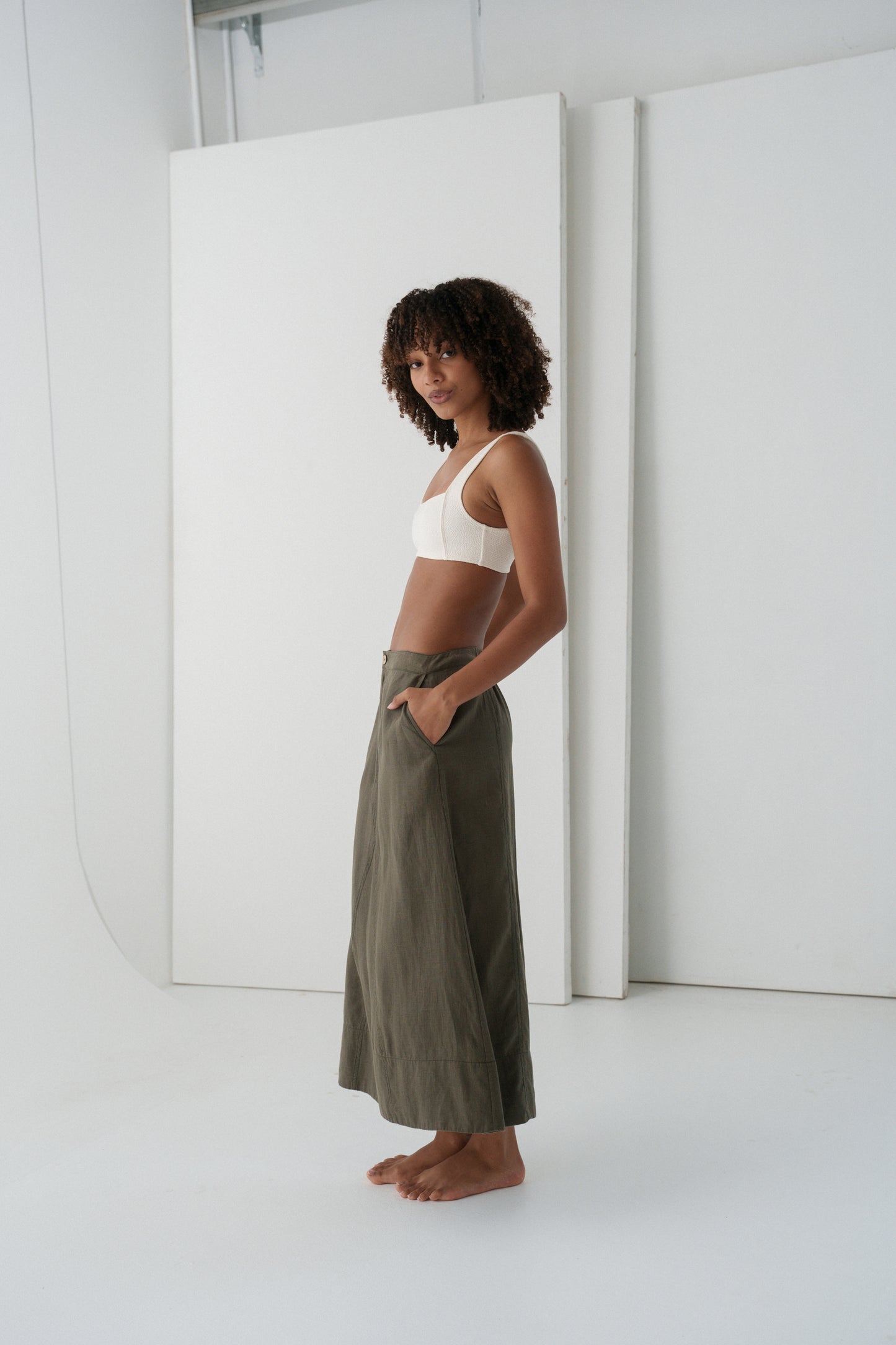 GIA KHAKI LINEN SKIRT