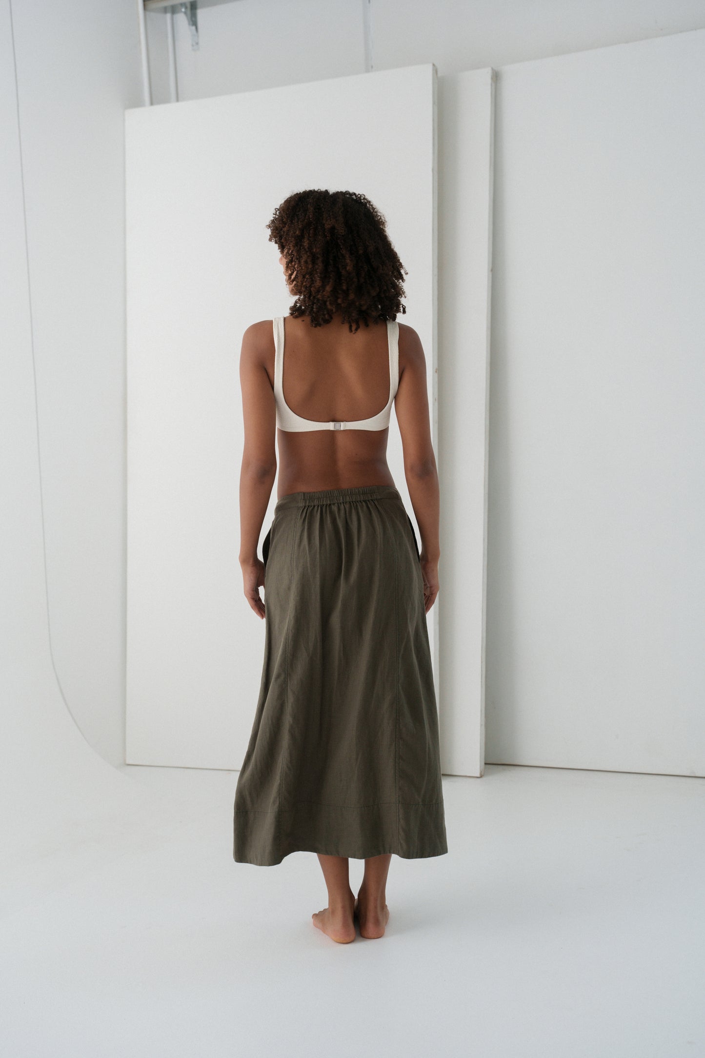 GIA KHAKI LINEN SKIRT