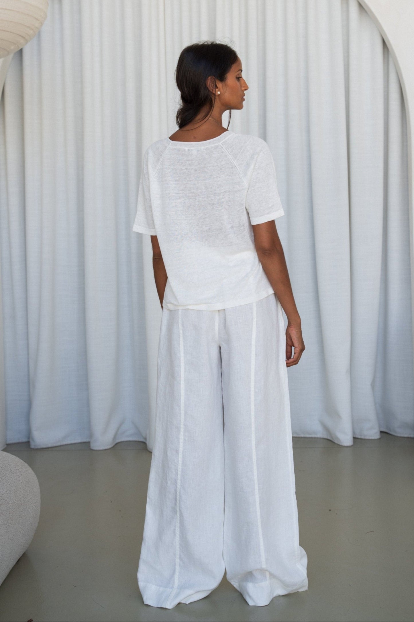 GRACE IVORY LINEN KNIT TOP