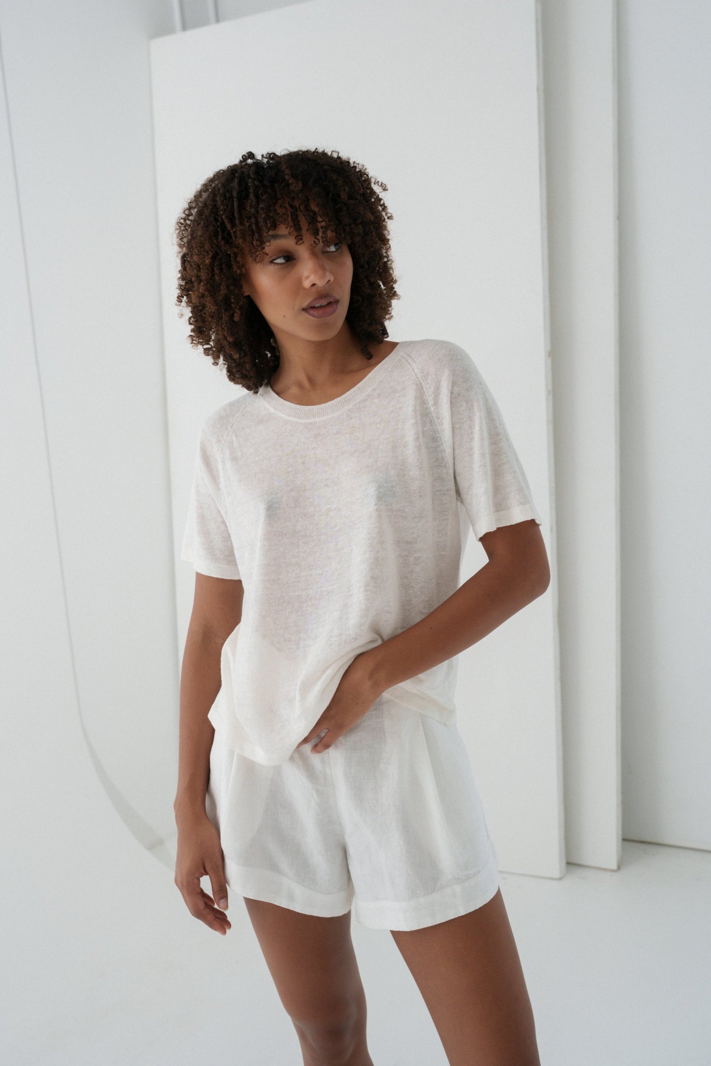 GRACE IVORY LINEN KNIT TOP