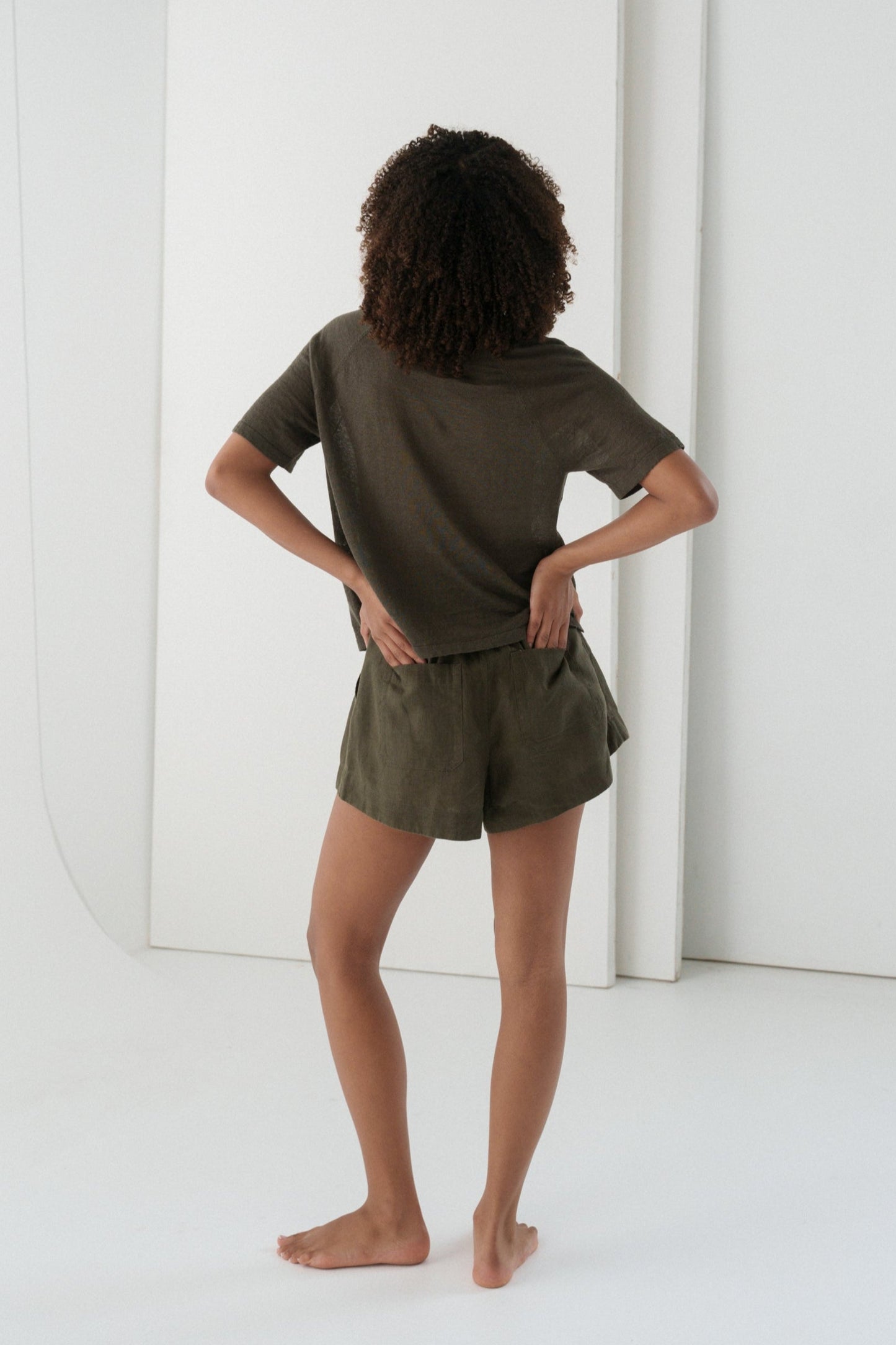 GRACE KHAKI LINEN KNIT TOP