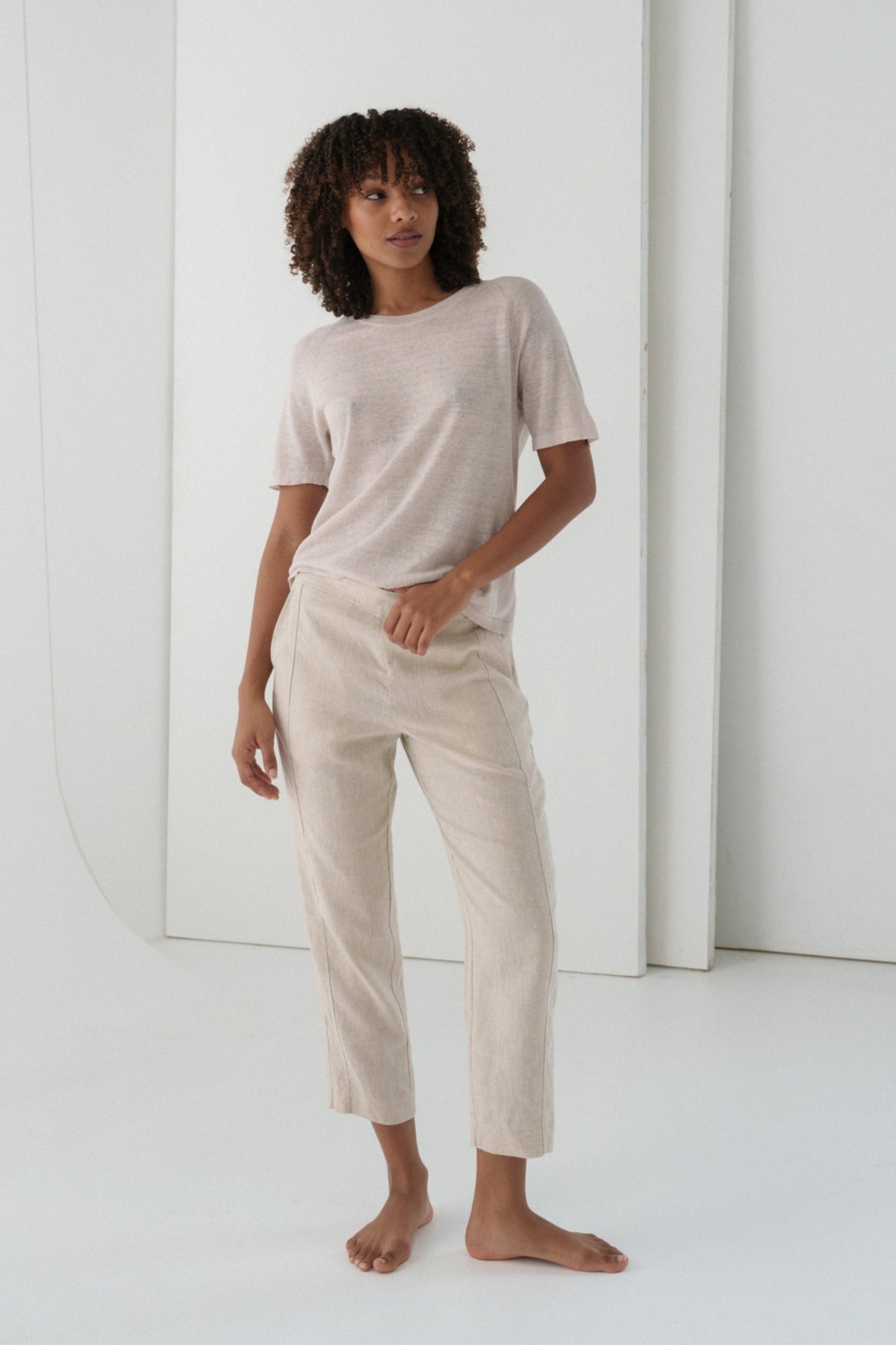 GRACE NATURAL LINEN KNIT TOP