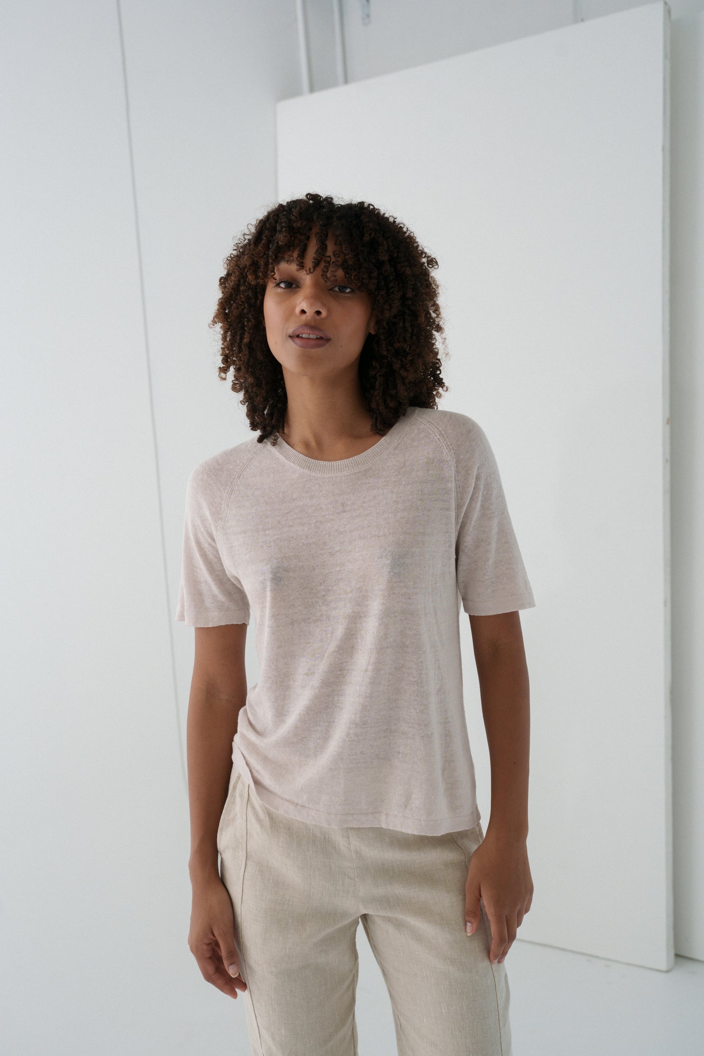 GRACE NATURAL LINEN KNIT TOP