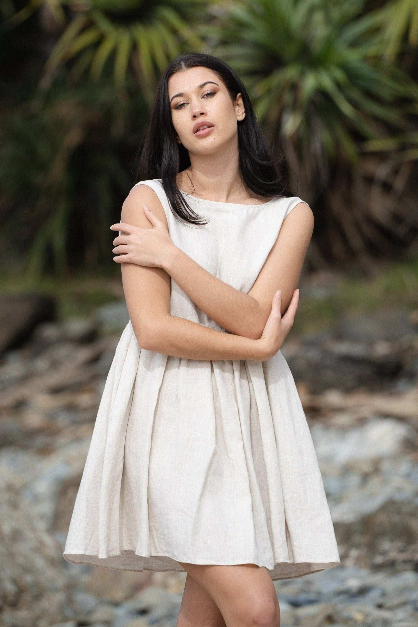 Lilly Pilly Collection 100% organic linen Harper Dress in Oatmeal