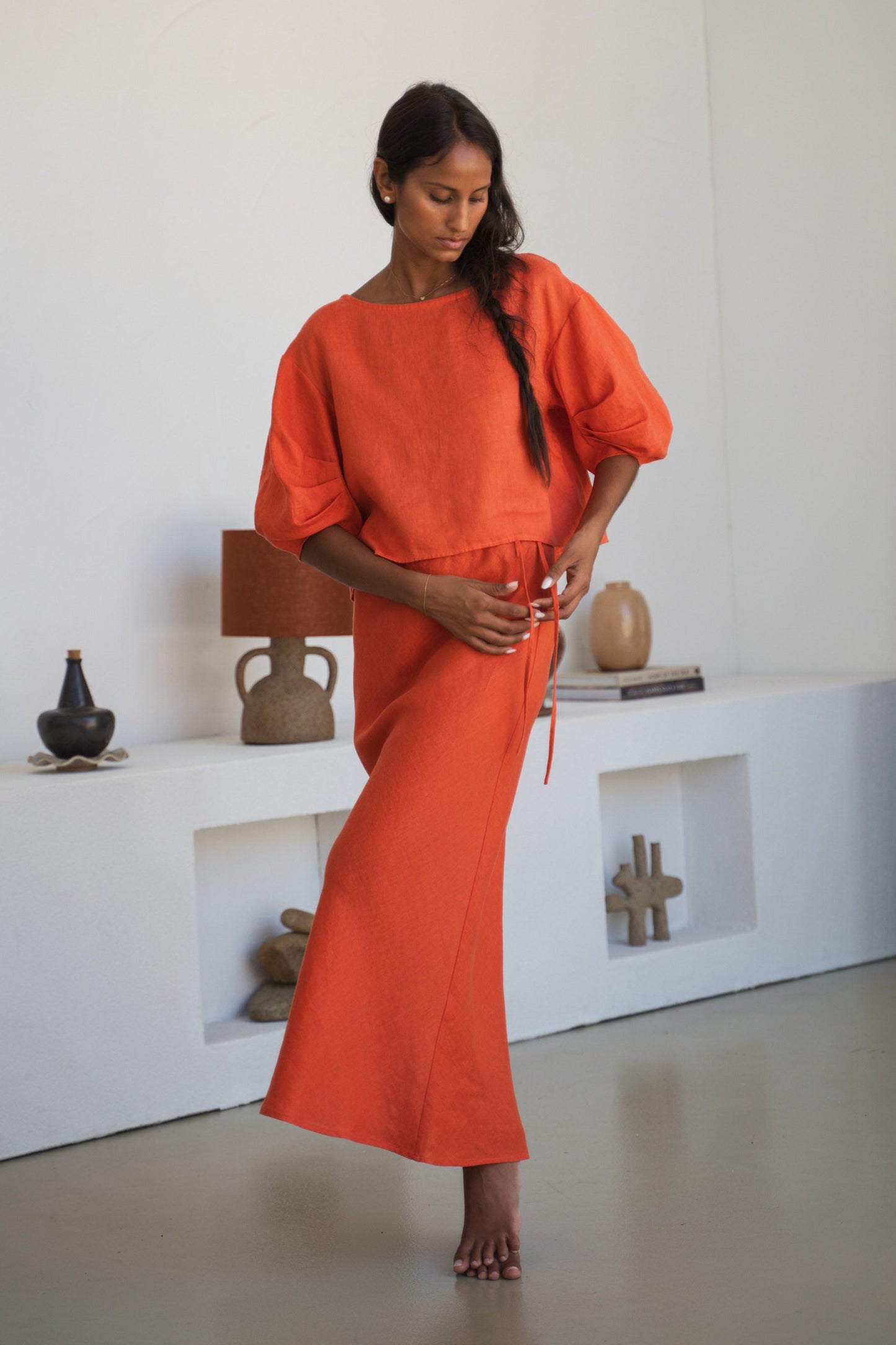 LEIA SPRITZ LINEN TOP