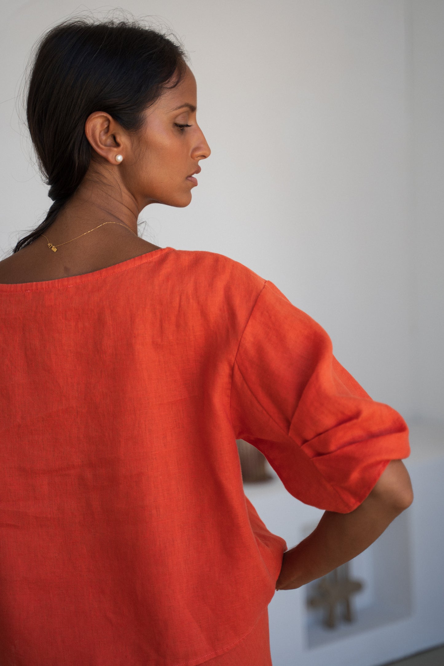 LEIA SPRITZ LINEN TOP