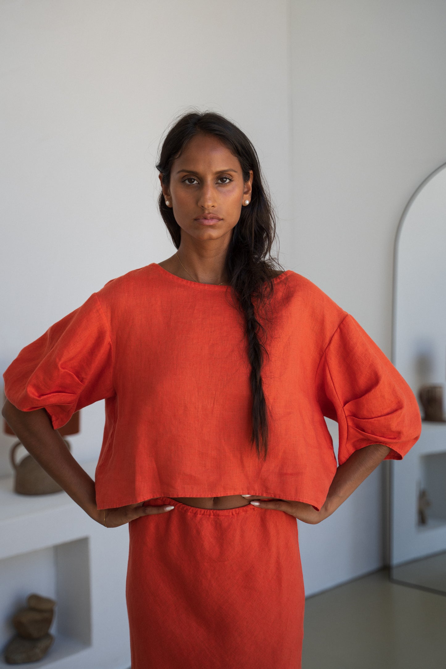 LEIA SPRITZ LINEN TOP