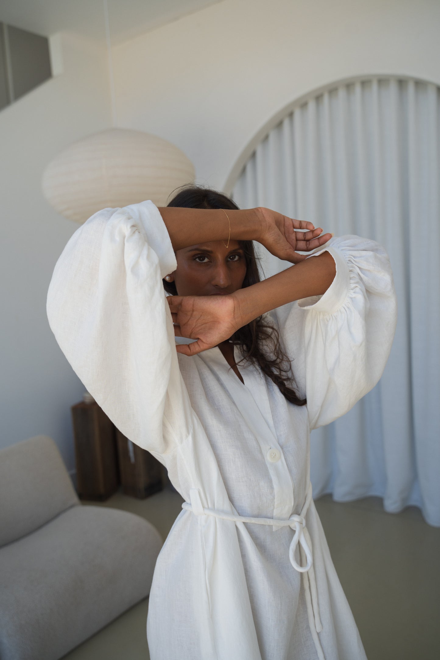 MAE IVORY LINEN DRESS