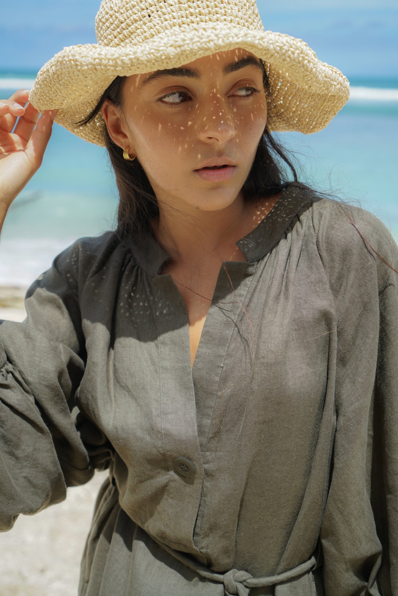 MAE KHAKI LINEN DRESS