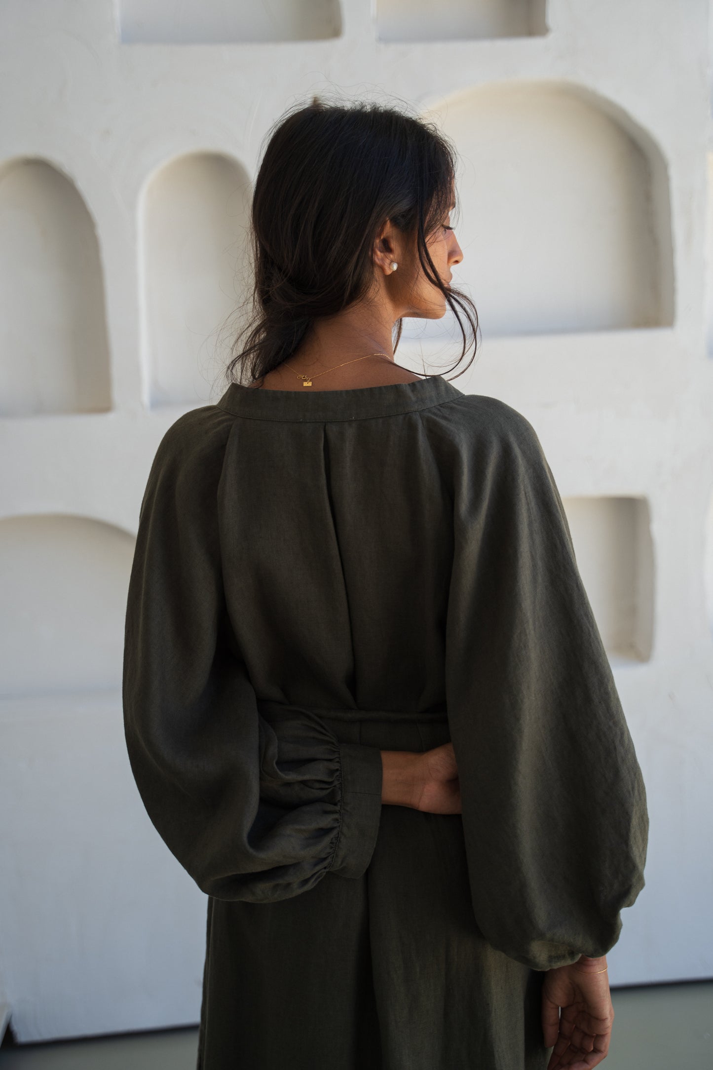 MAE KHAKI LINEN DRESS