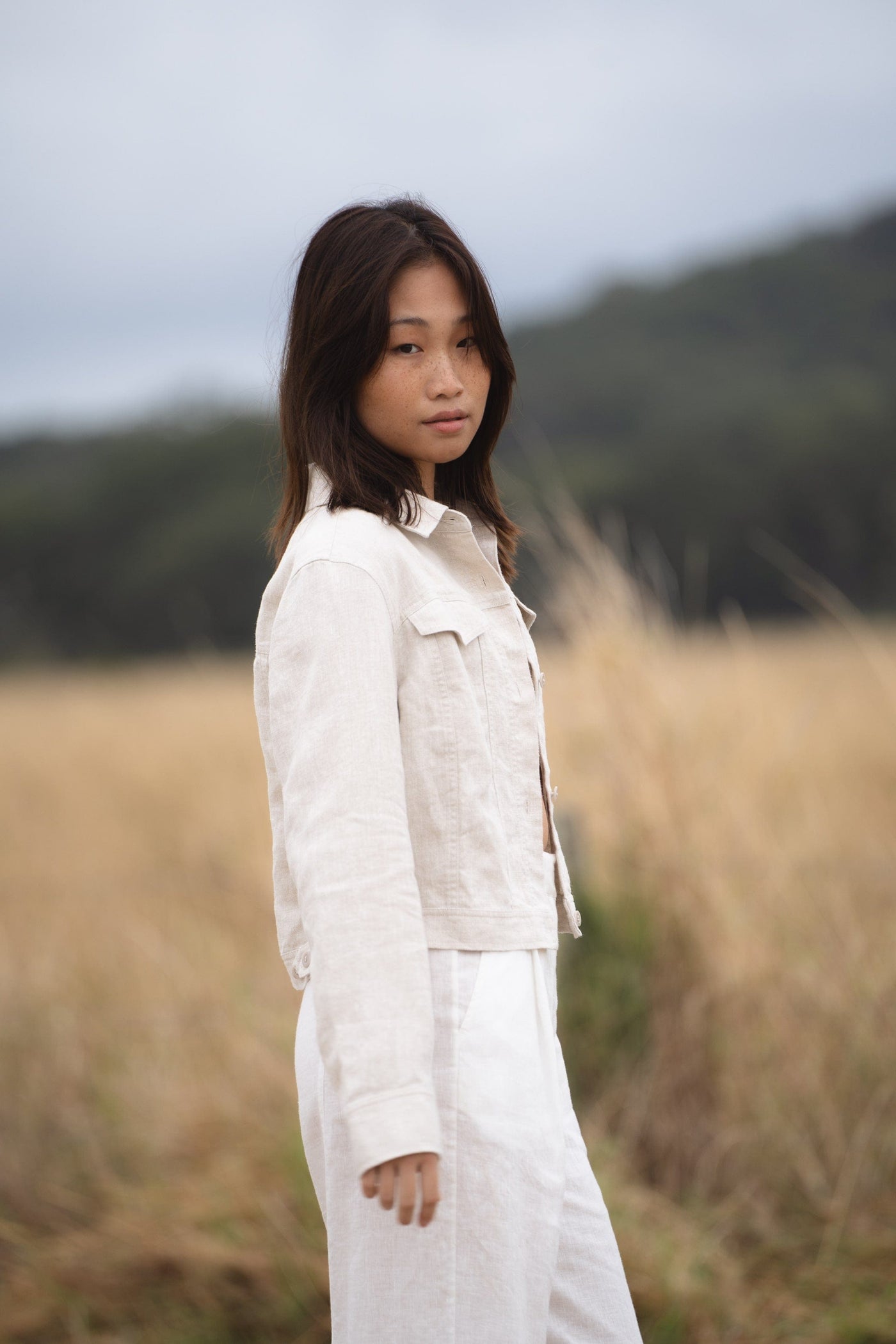 LILLY PILLY Collection 100% organic linen Milly Jacket in Oatmeal