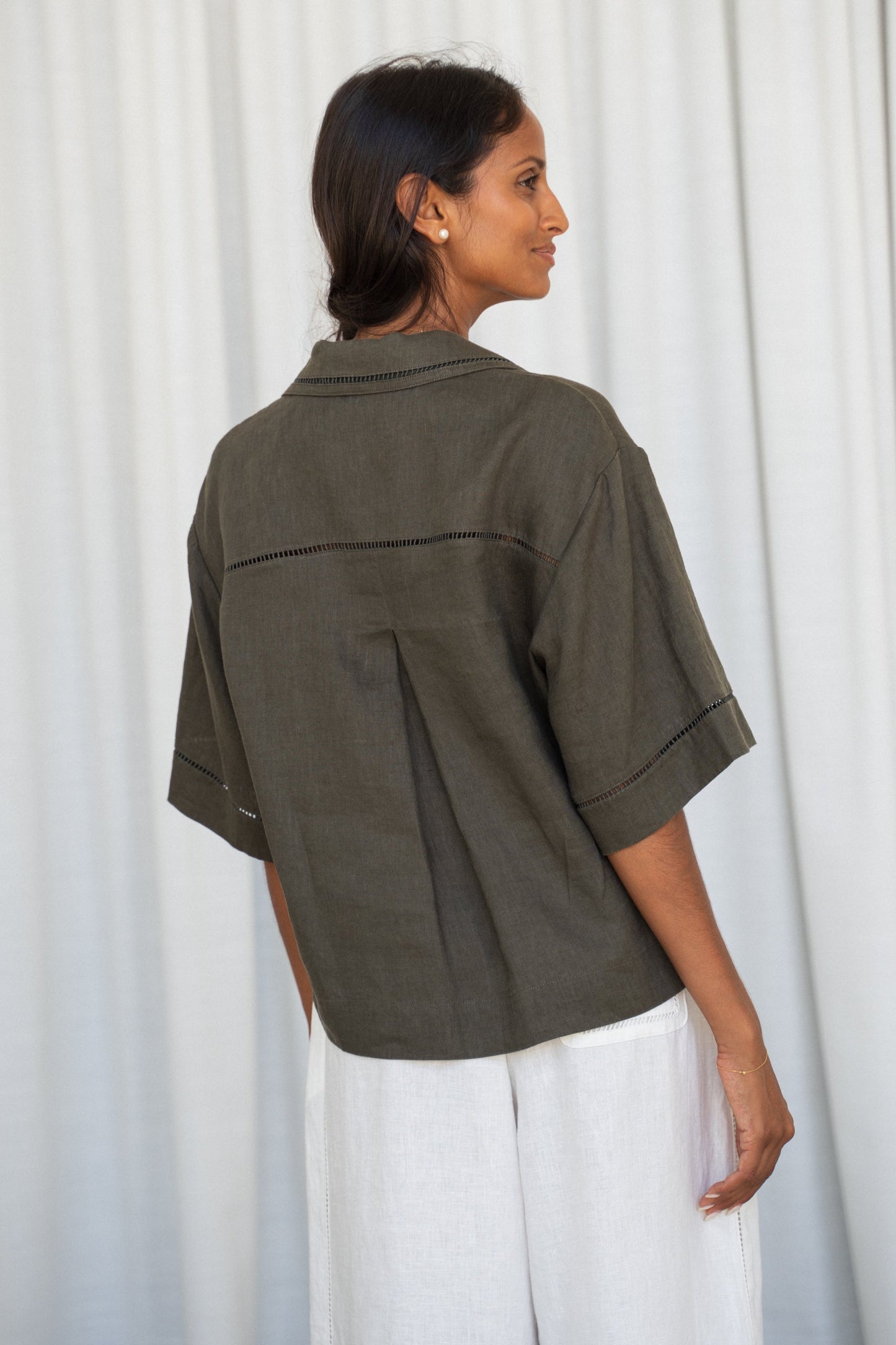 QUINN KHAKI LINEN SHIRT