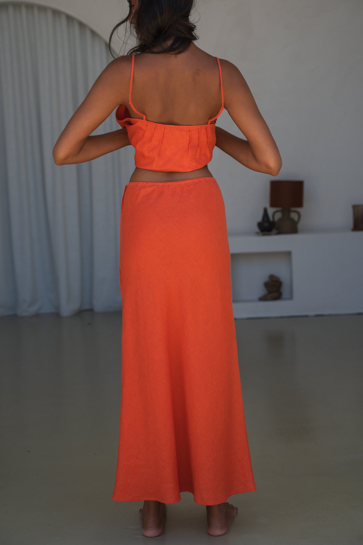 RILEY SPRITZ BIAS LINEN SKIRT