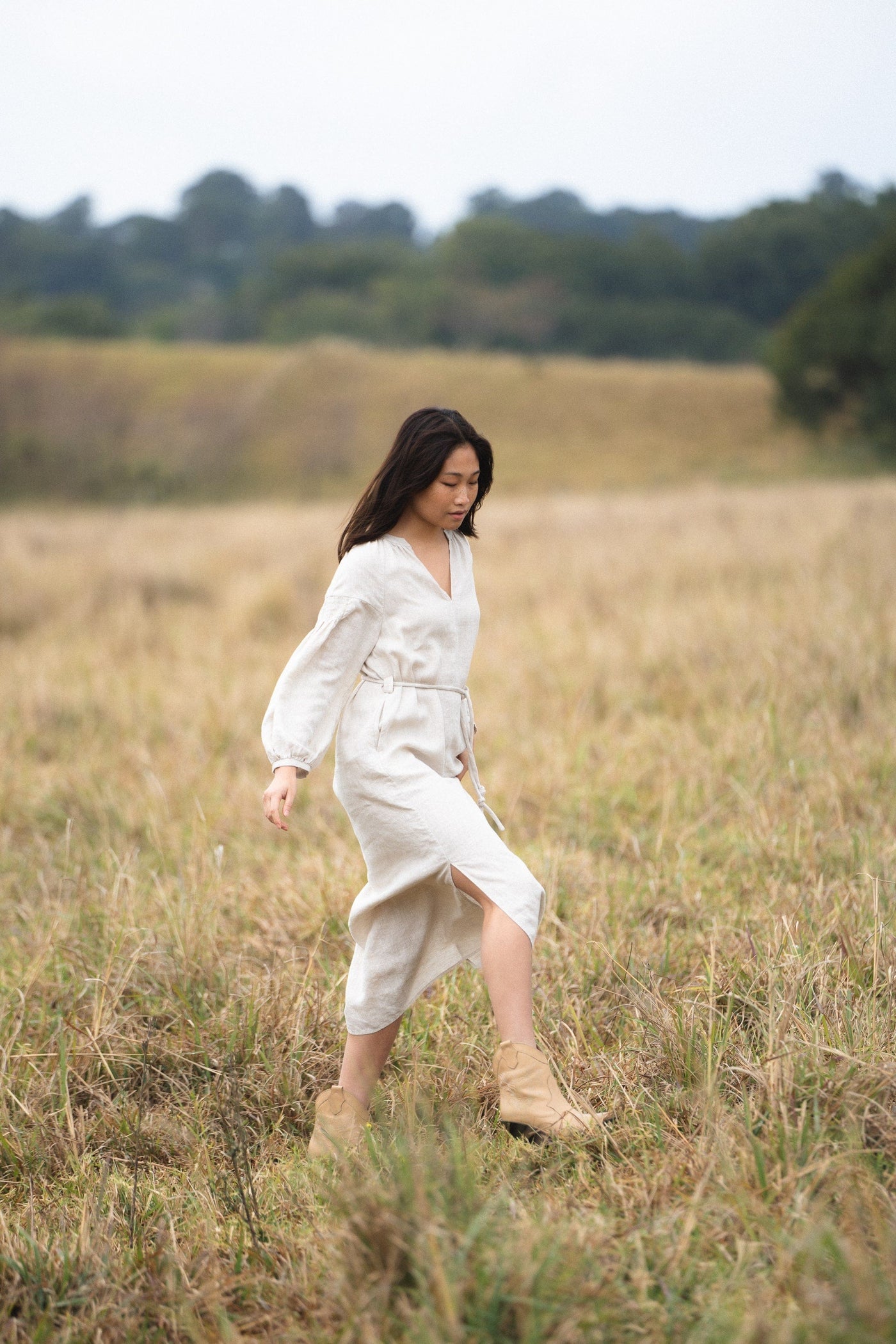 LILLY PILLY Collection Skylar Linen Dress made from 100% organic linen in Oatmeal