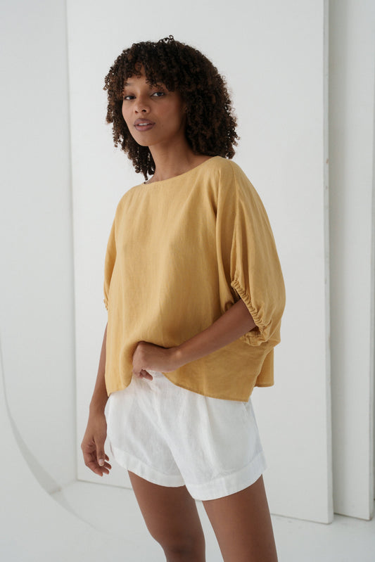 LILLY PILLY Tina linen top in Sand