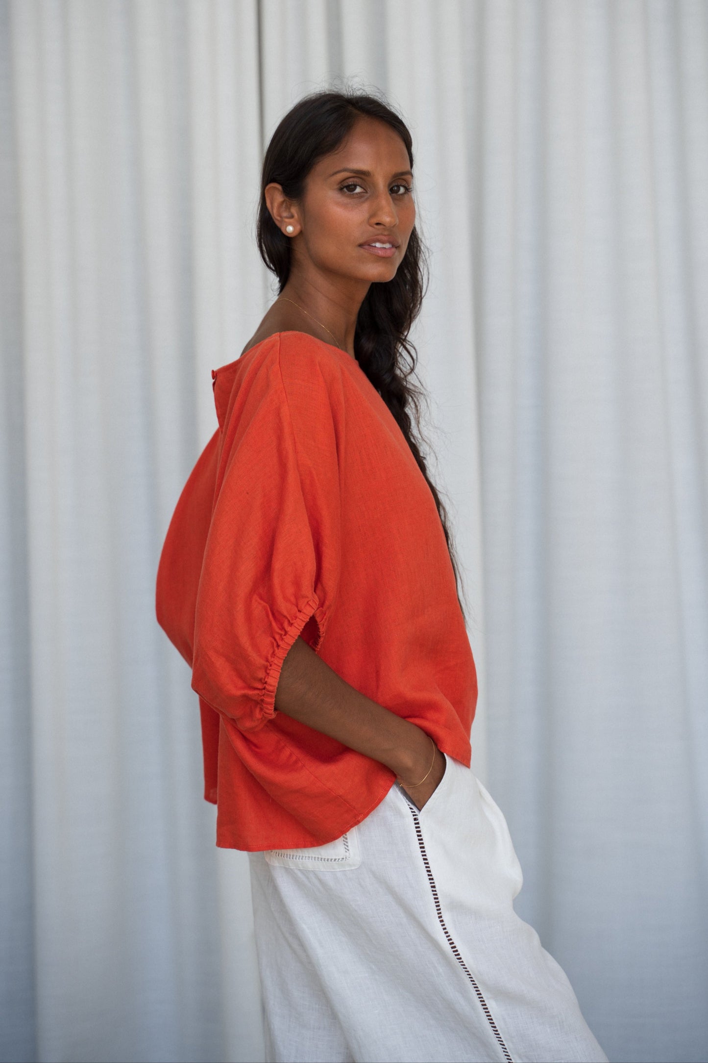 TINA SPRITZ LINEN TOP