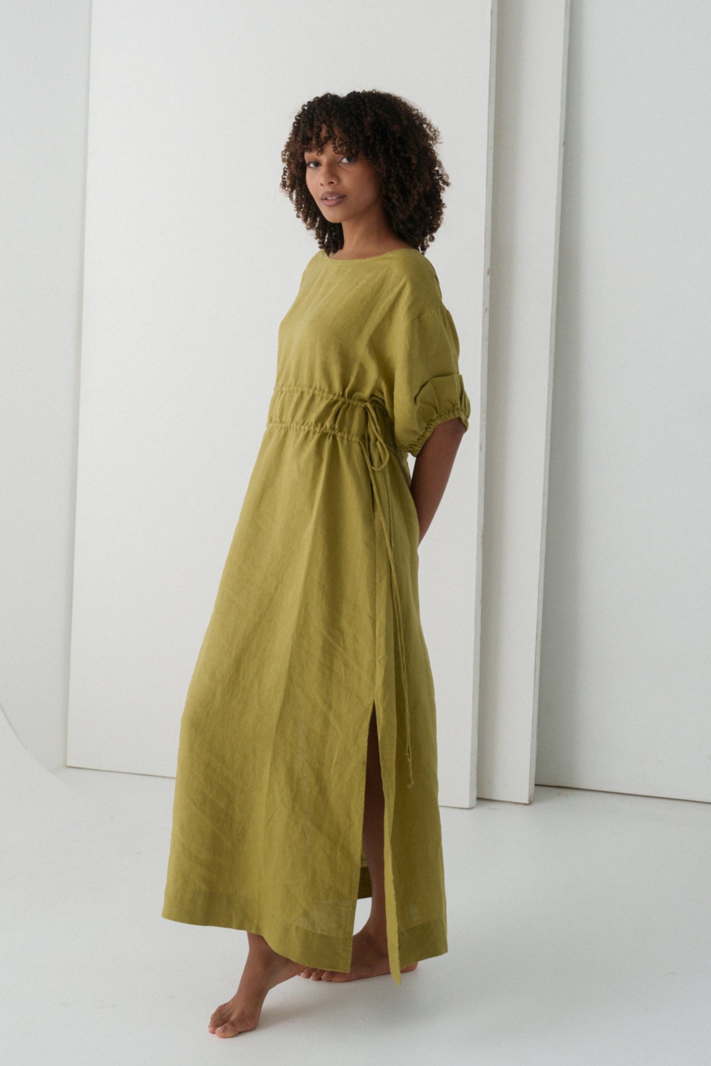 LILLY PILLY Valerie linen dress in Olive