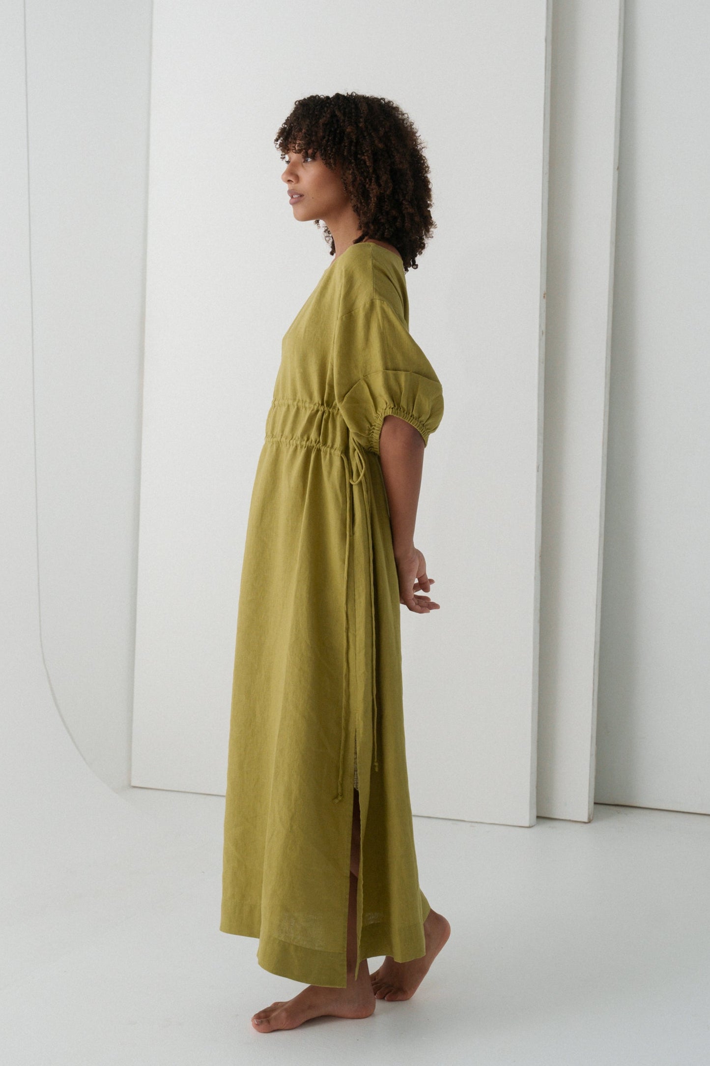 LILLY PILLY Valerie linen dress in Olive