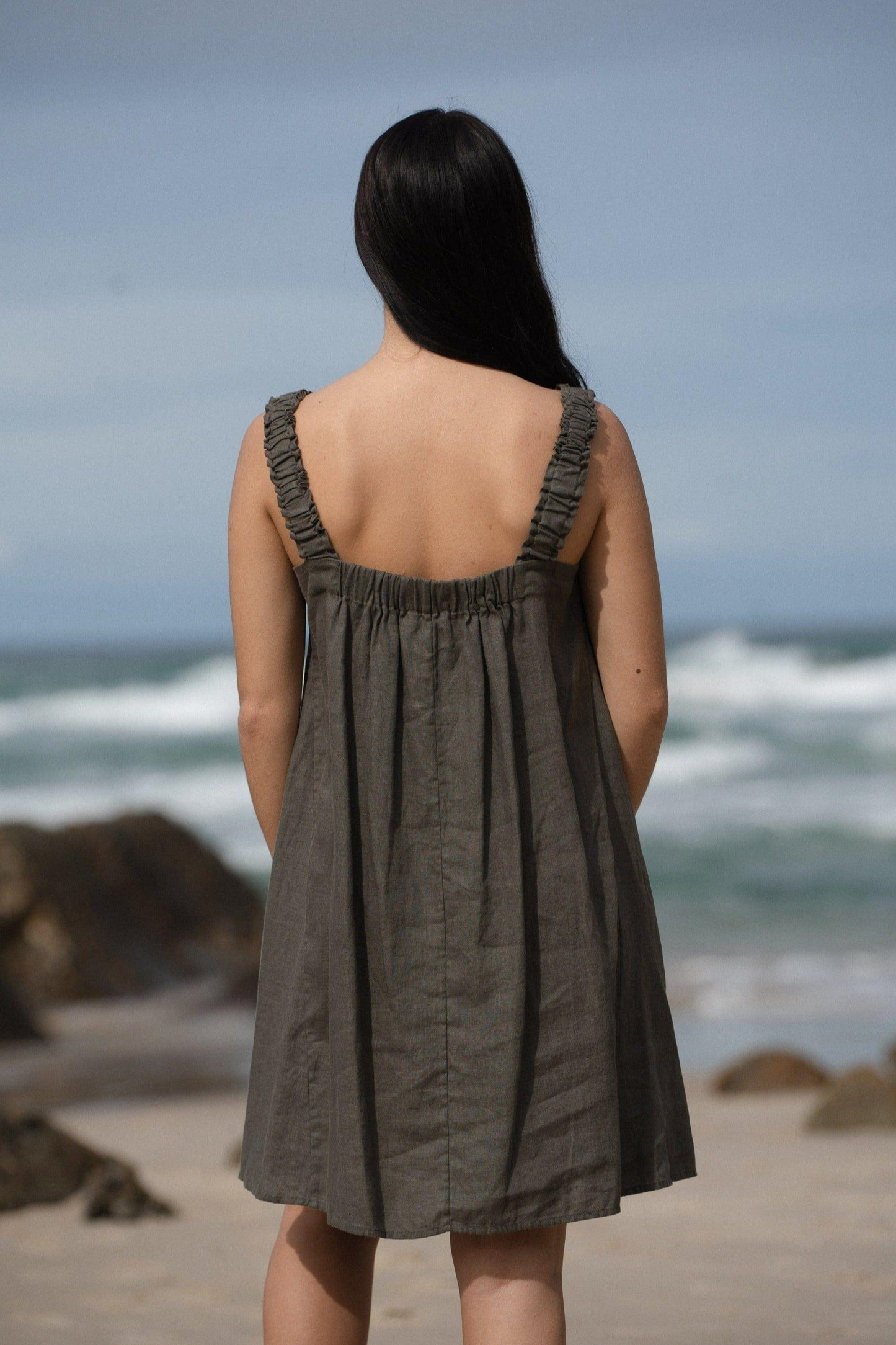 LILLY PILLY Zahra linen dress in Khaki