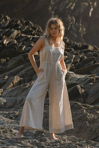 Lilly Pilly Collection 100% organic linen Keely jumpsuit in Oatmeal