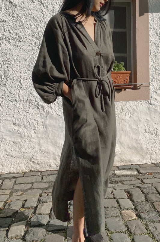 MAE KHAKI LINEN DRESS